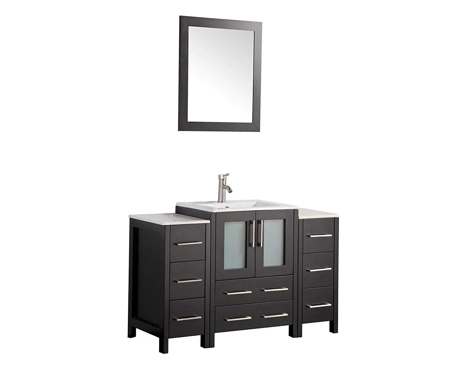 Vanity Art 48 in. Single Sink Vanity Cabinet with Ceramic Sink & Mirror - Espresso, VA3024-48E - Cheap Abt