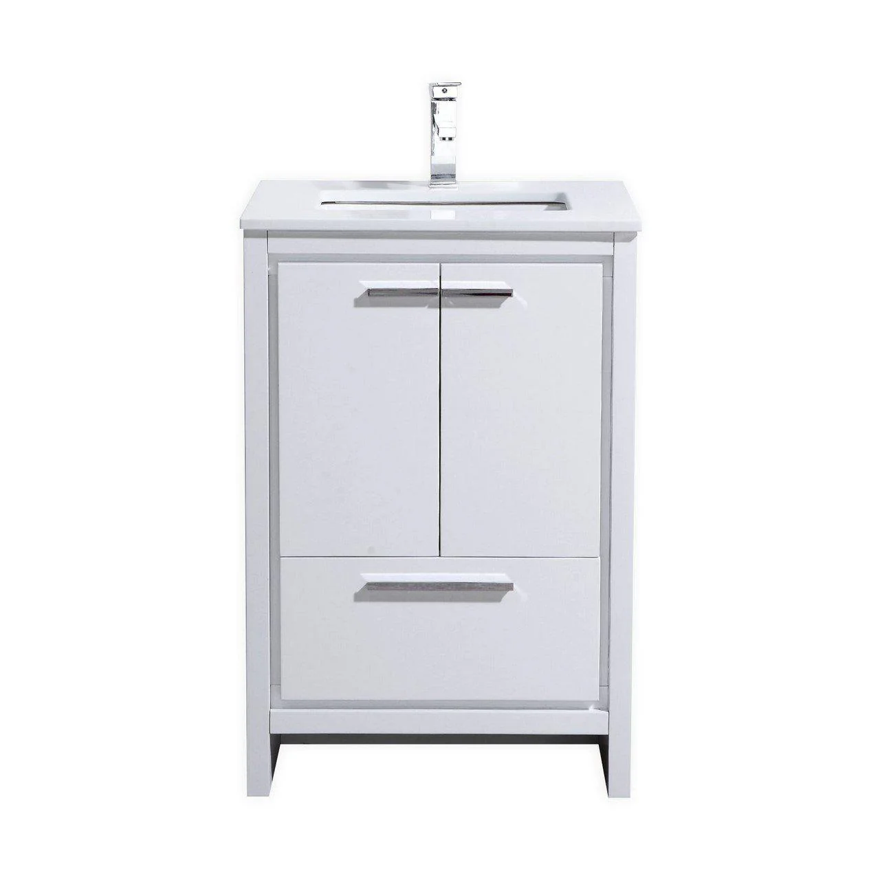 KubeBath Dolce 24 in. Modern Bathroom Vanity with White Quartz Counter Top - High Gloss White, AD624GW - Cheap Abt