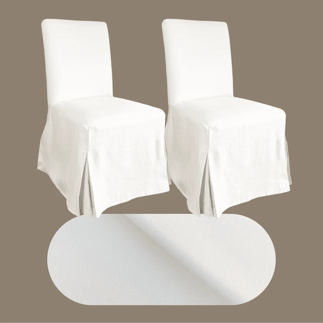 Rockin Cushions 100% Linen Cotton. Compatible with IKEA Henriksdal Floor Length Dining Chair Cover. Solid White - Set of 2 - Cheap Abt