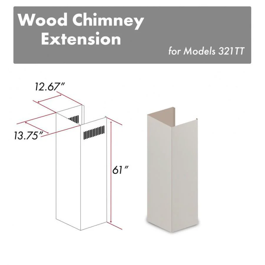 ZLINE 61 in. Wooden Chimney Extension for Ceilings up to 12.5 ft, 321TT-E - Cheap Abt