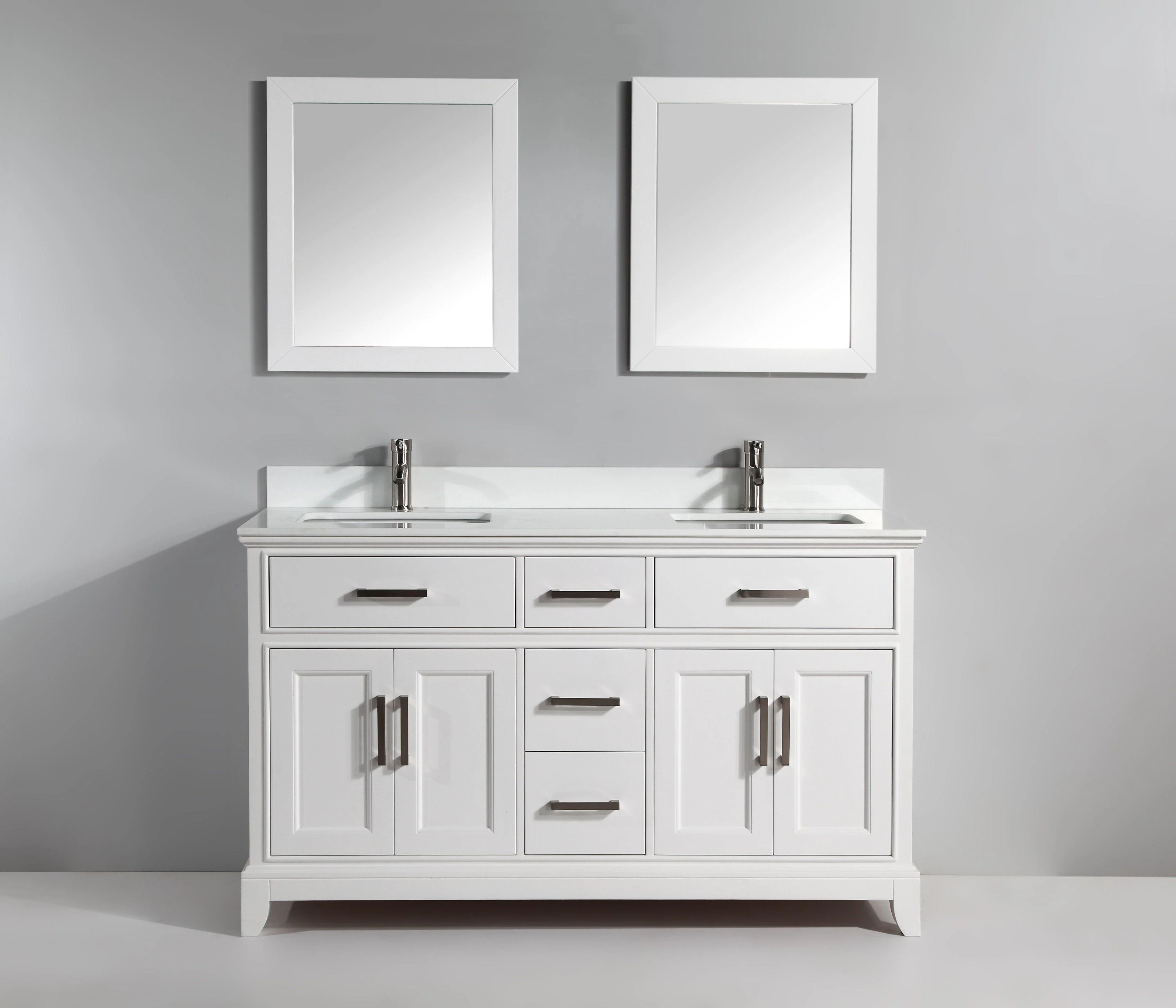 Vanity Art 72 in. Double Sink Vanity & Mirror - White, VA1072DW - Cheap Abt