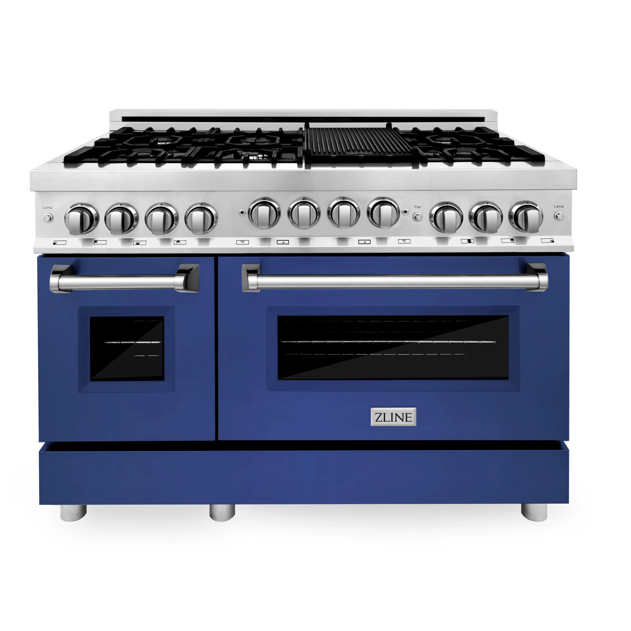 ZLINE 48 Inch 6.0 cu. ft. Range with Gas Stove and Gas Oven in Stainless Steel and Blue Matte Door, RG-BM-48 - Cheap Abt