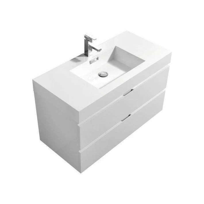 Bliss 40 in. Wall Mount Modern Bathroom Vanity - High Gloss White - Cheap Abt