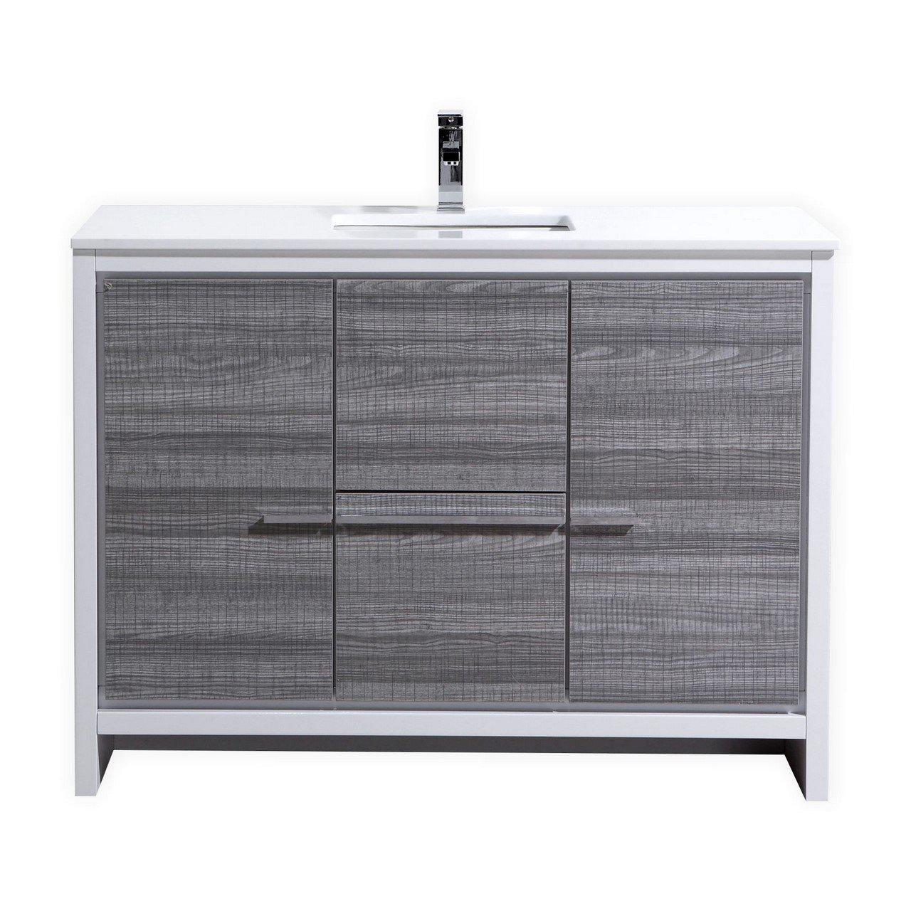 KubeBath Dolce 48 in. Modern Bathroom Vanity with White Quartz Counter Top - Ash Gray, AD648SHG - Cheap Abt
