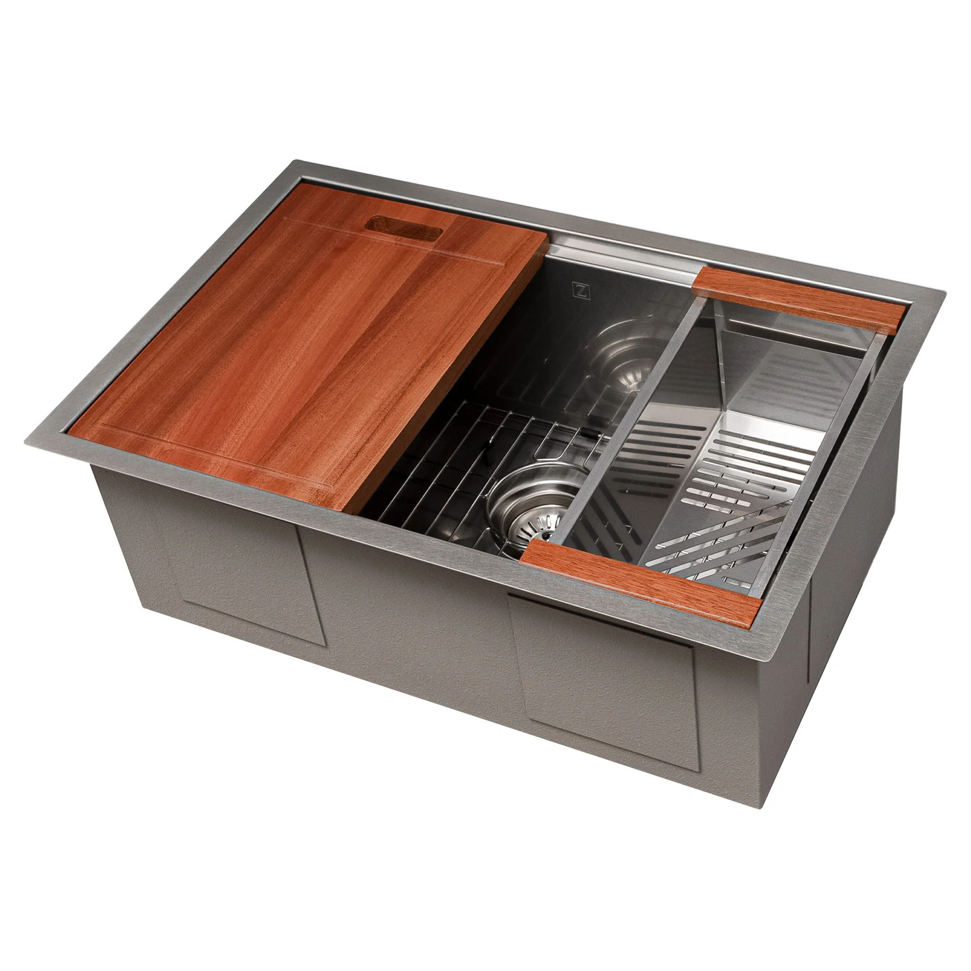 ZLINE 27 in. Garmisch Undermount Single Bowl DuraSnow® Stainless Steel Kitchen Sink with Bottom Grid and Accessories, SLS-27S - Cheap Abt