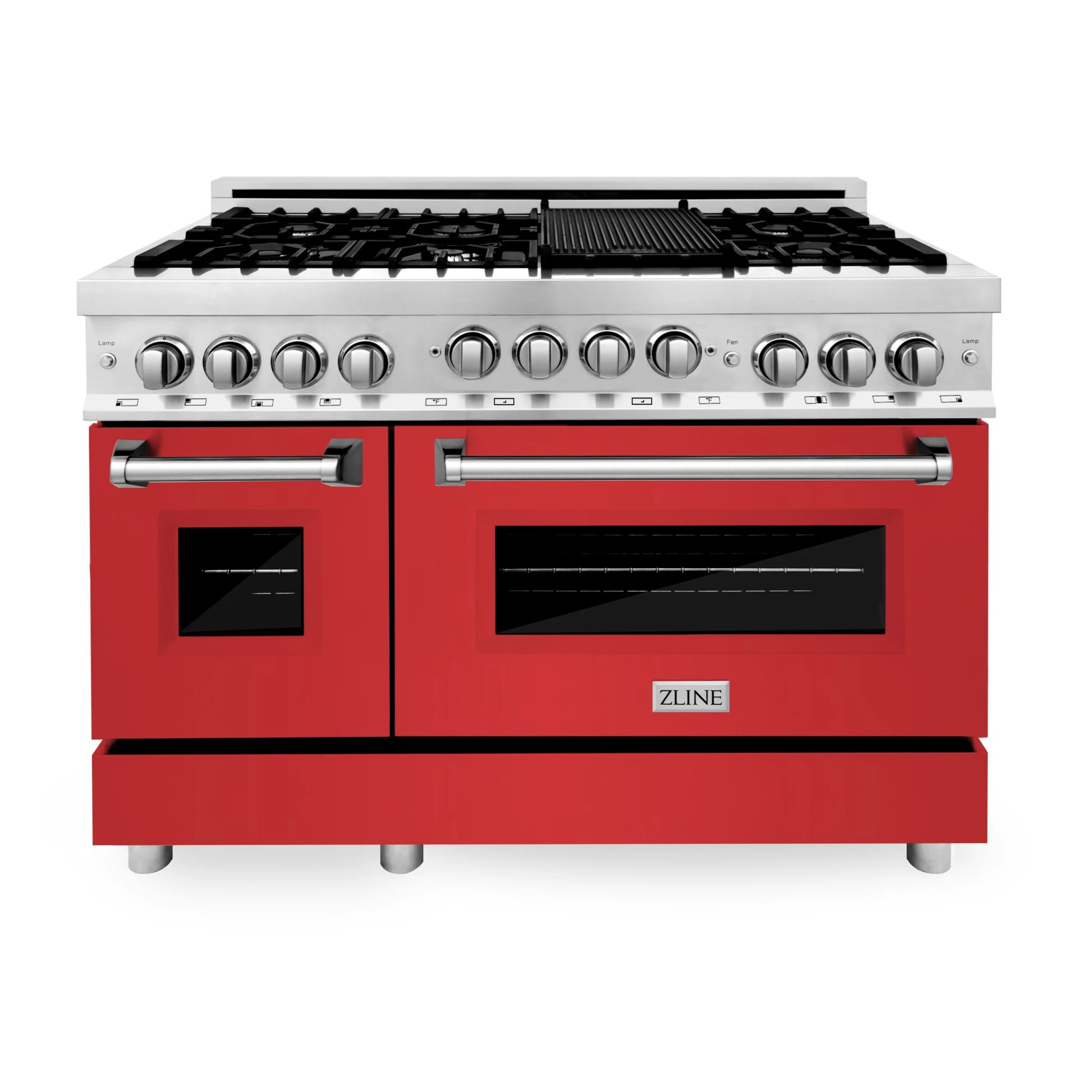 ZLINE 48 Inch 6.0 cu. ft. Range with Gas Stove and Gas Oven in Stainless Steel and Red Matte Door, RG-RM-48 - Cheap Abt