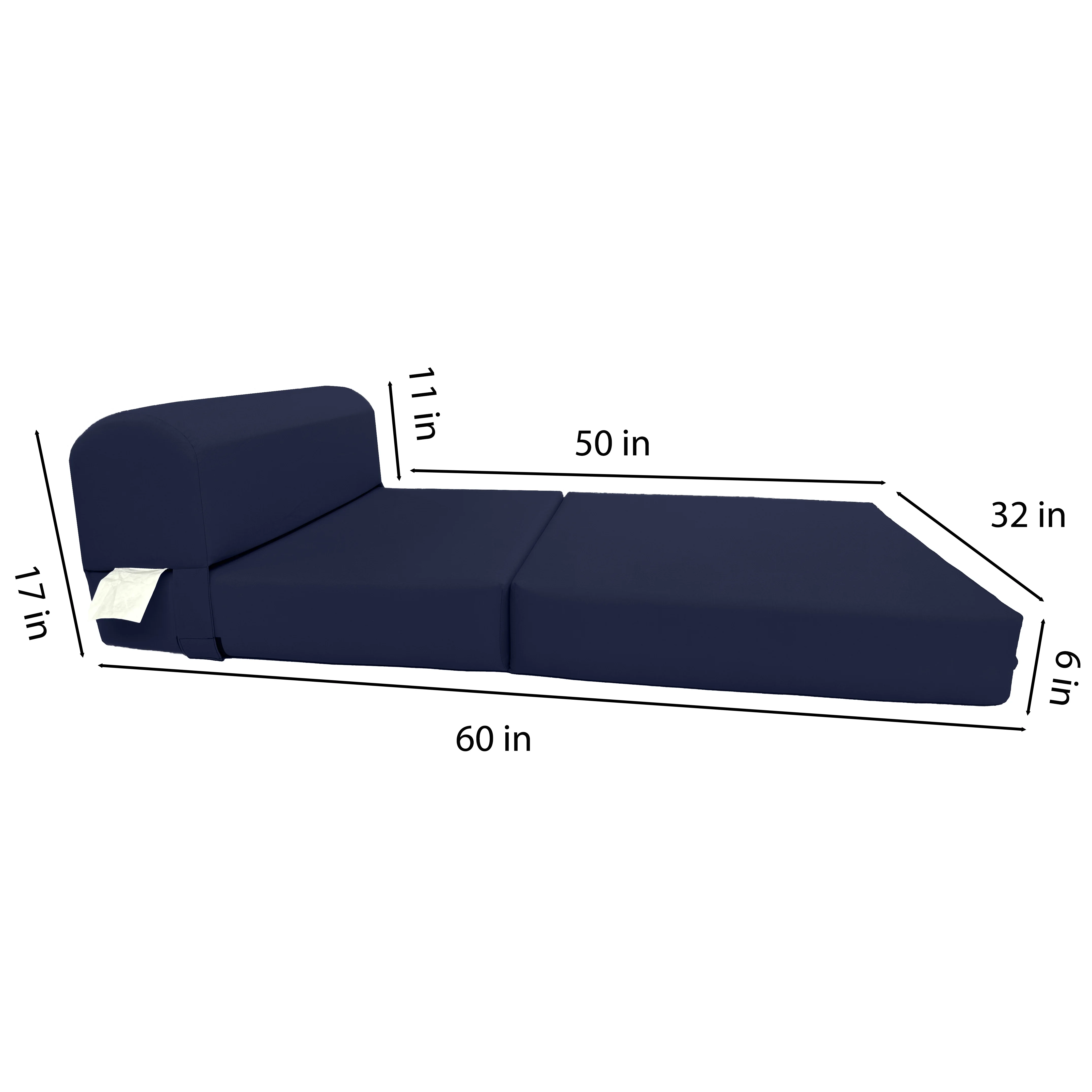 Navy Blue Sleeper Chair Folding Foam Beds. Portable Studio Sofa Guest Bed. 6 x 32 x 70 - Cheap Abt
