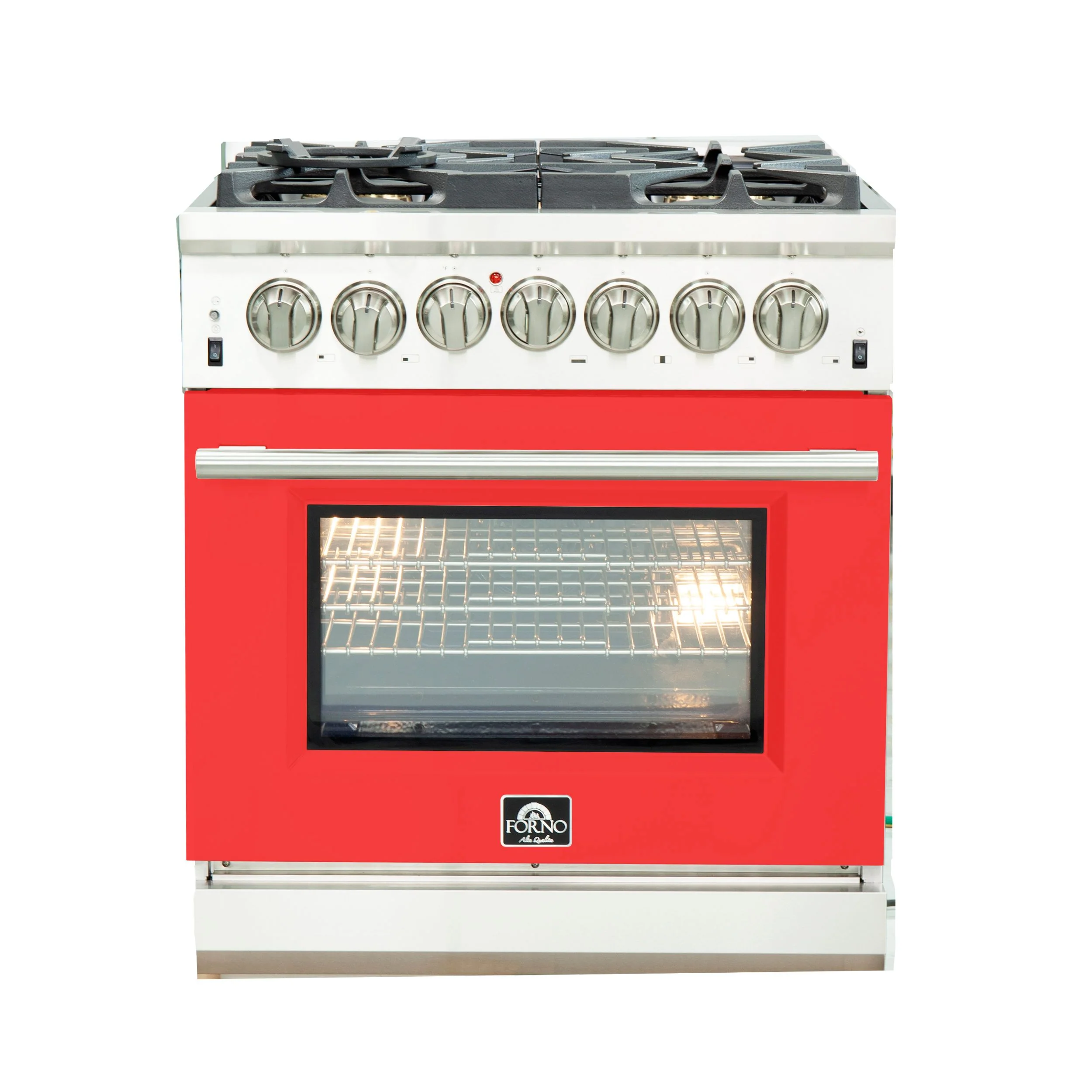 Forno 30 Inch Professional Freestanding Dual Fuel Range in Red, FFSGS6187-30RED - Cheap Abt