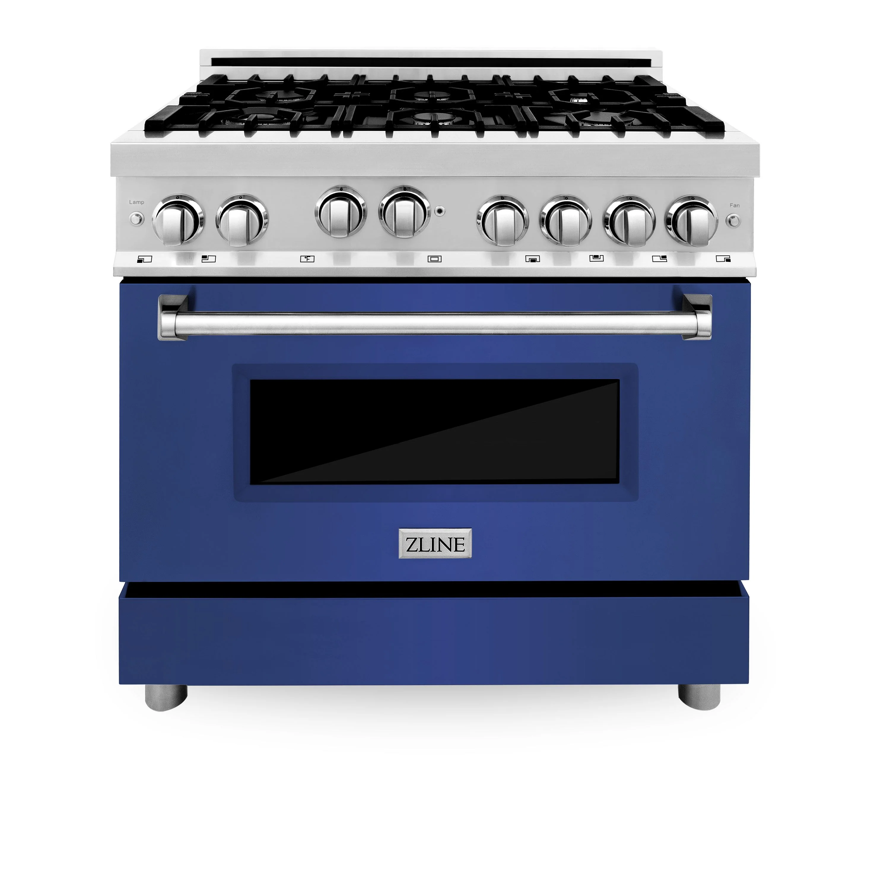 ZLINE 36 in. Professional 6 Gas on Gas Range in Stainless Steel with Blue Matte Door, RG-BM-36 - Cheap Abt