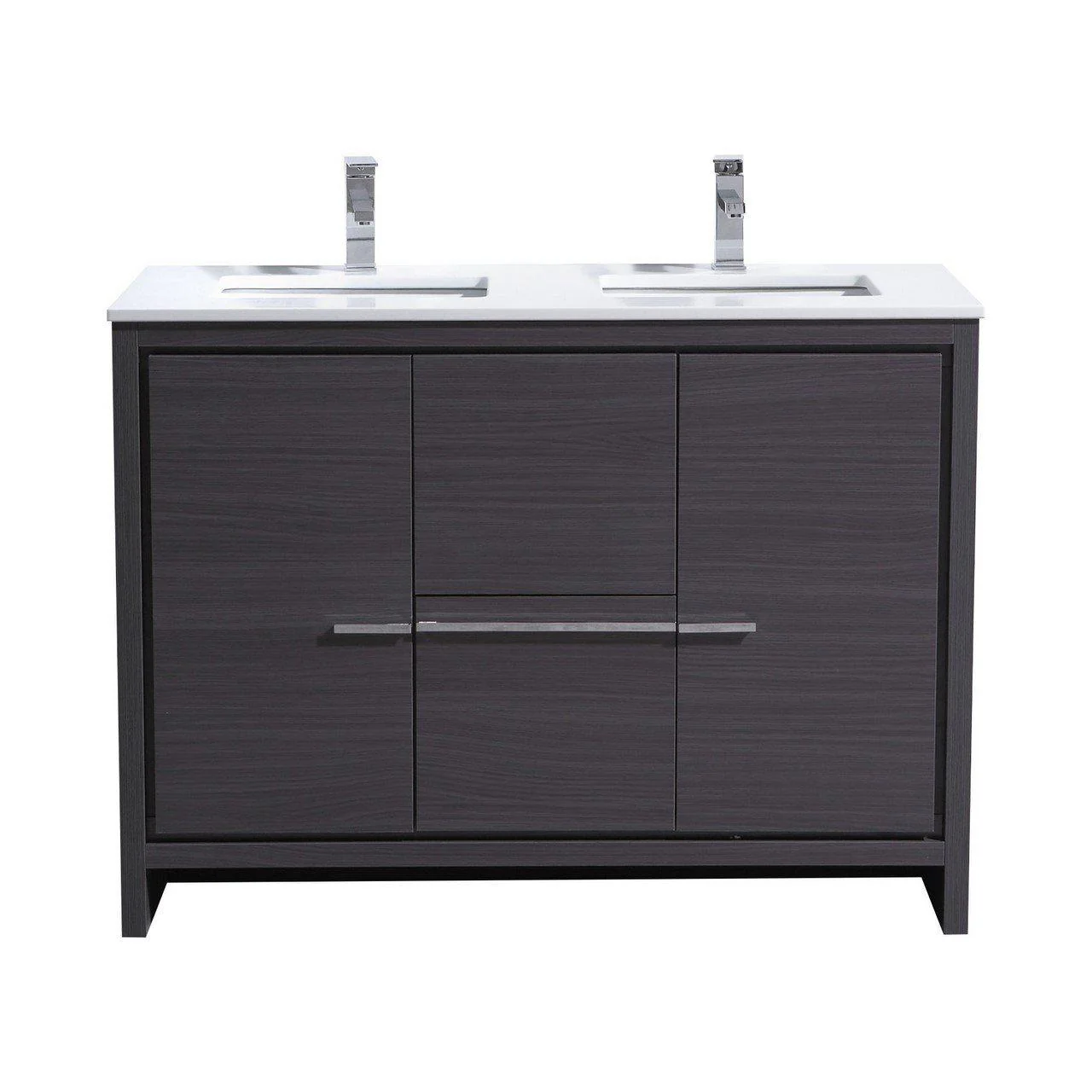 KubeBath Dolce 48 in. Double Sink Gray Oak Modern Bathroom Vanity with White Quartz Counter-Top, AD648DWB - Cheap Abt