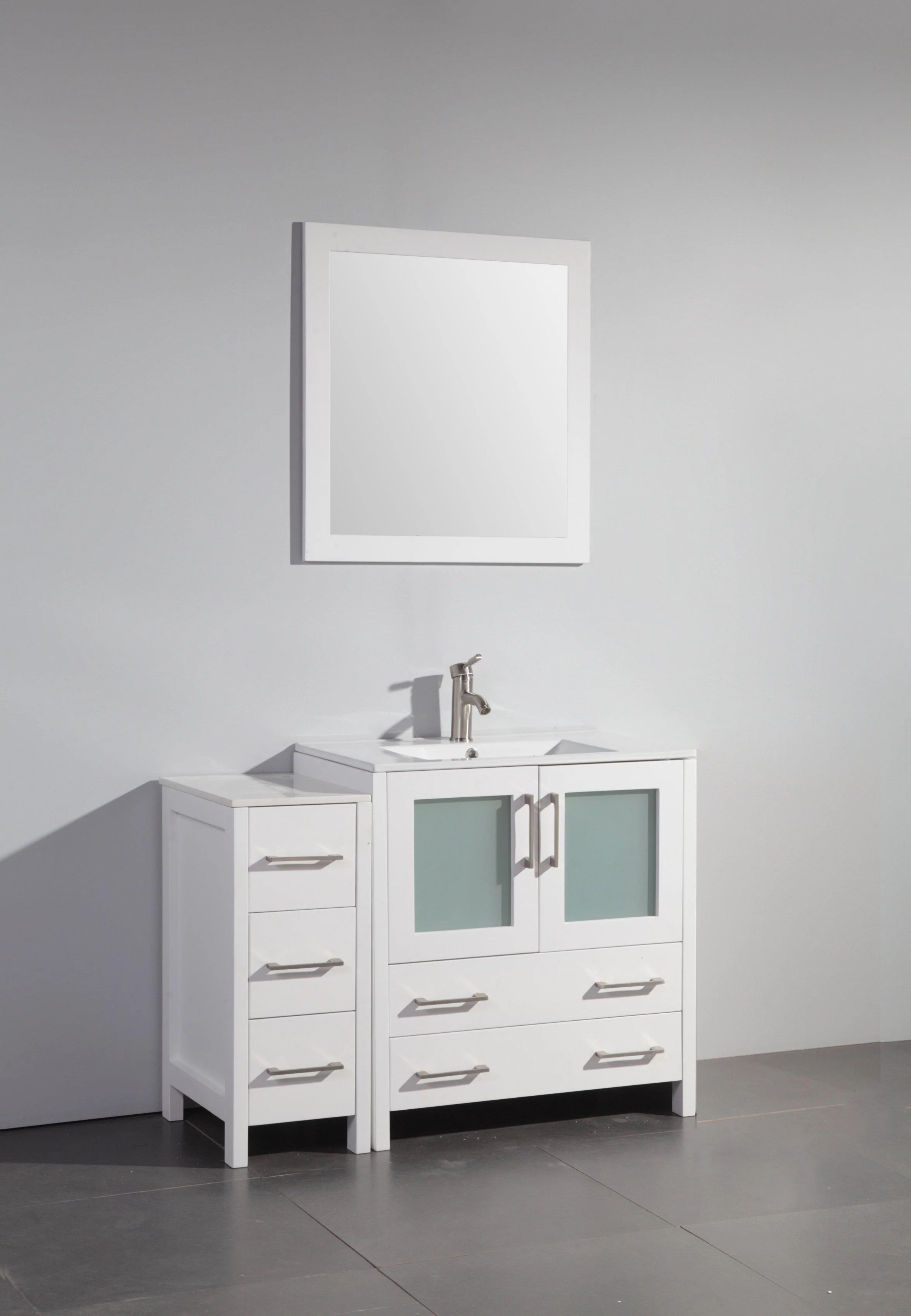 Vanity Art 42 in. Single Sink Vanity Cabinet with Ceramic Sink & Mirror - White, VA3030-42W - Cheap Abt