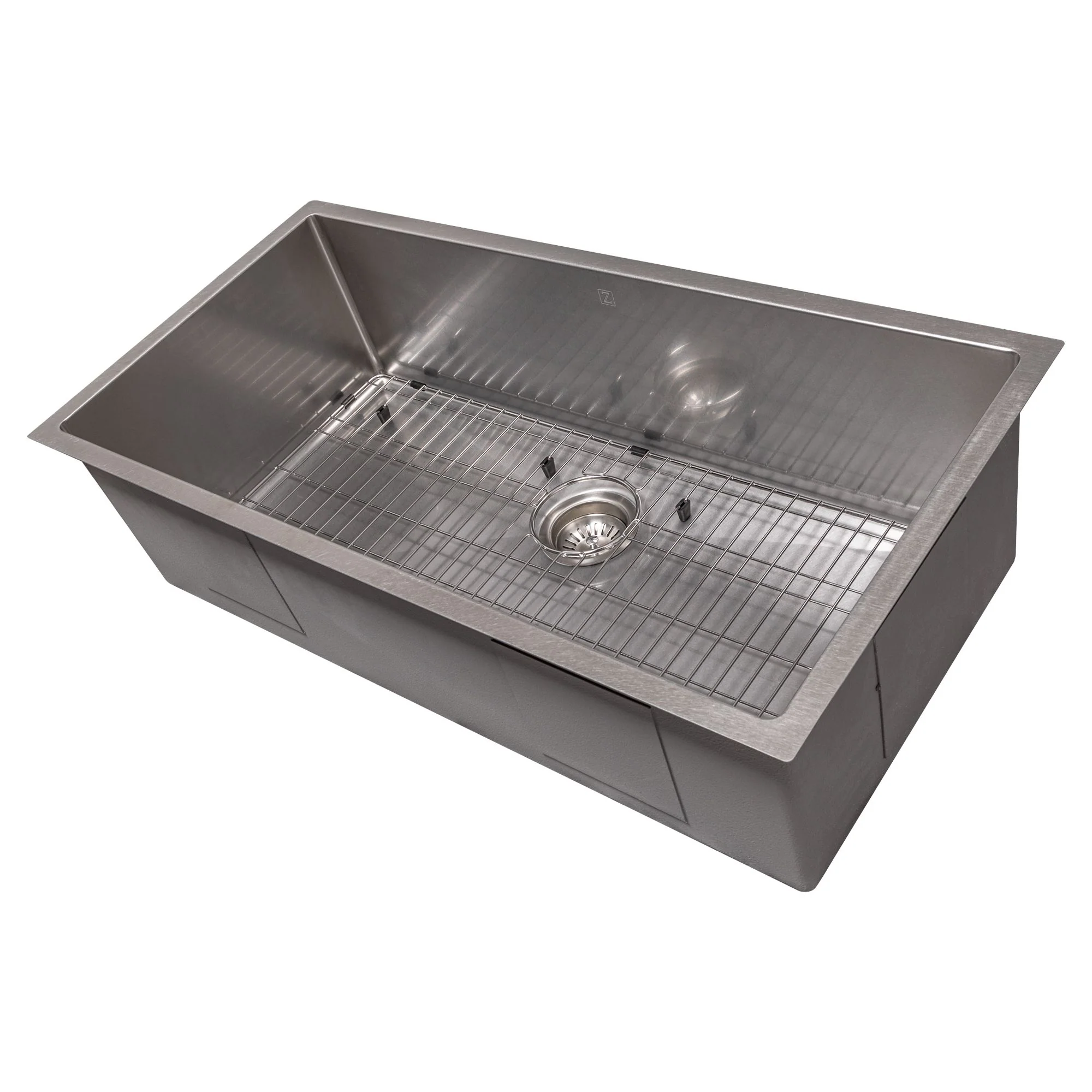 ZLINE 36 in. Meribel Undermount Single Bowl DuraSnow® Stainless Steel Kitchen Sink with Bottom Grid, SRS-36S - Cheap Abt