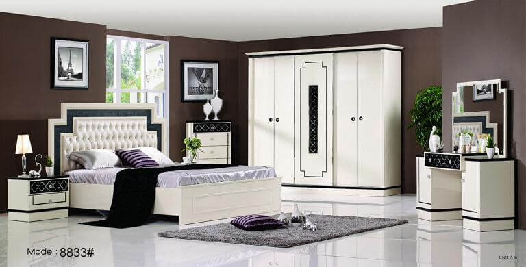 Bedroom Furniture Set Luxury Bed, Nightstand , Wardrobe Dresser - Cheap Abt