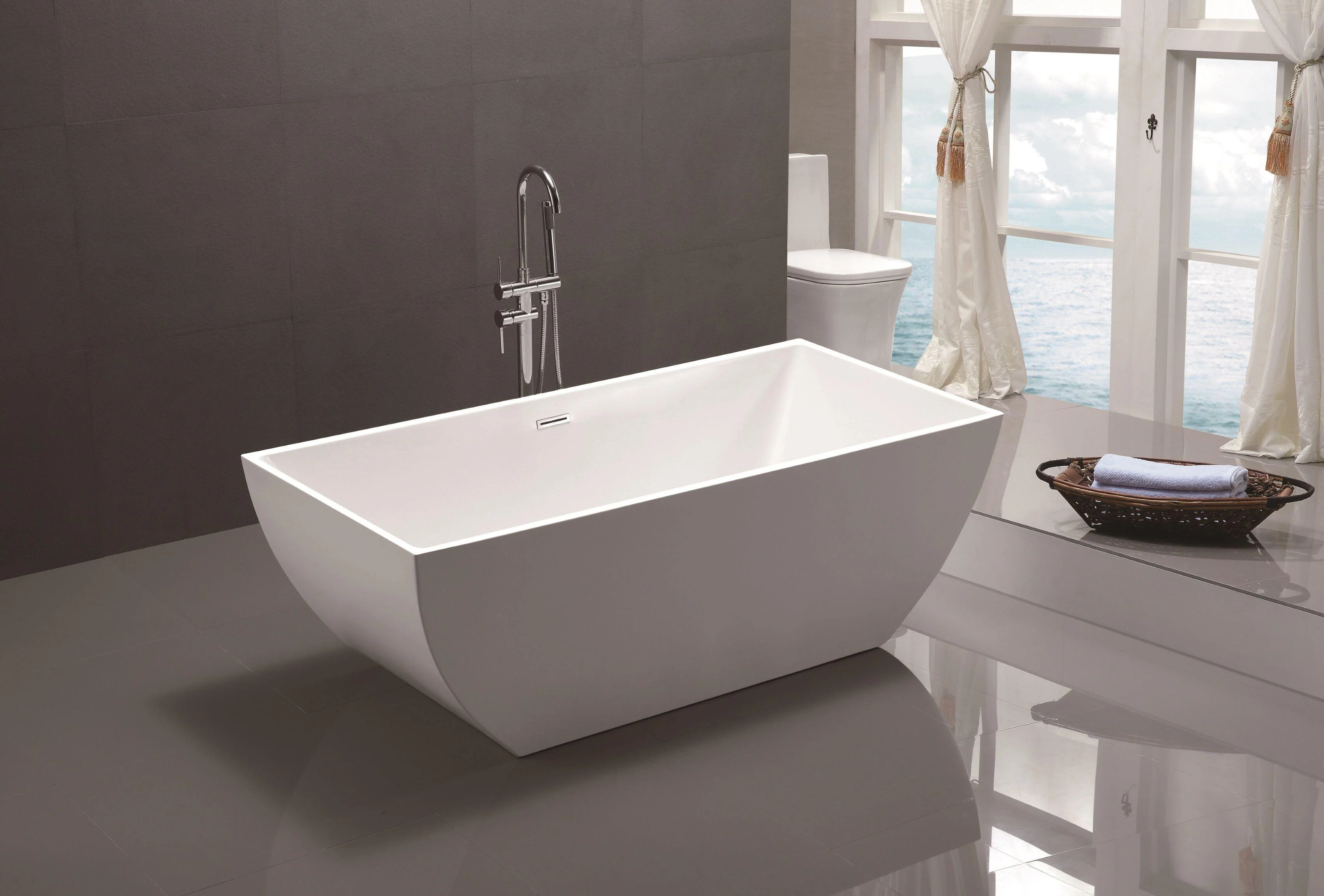 Vanity Art 59 in. x 29.5 in. Freestanding Soaking Bathtub, VA6821 - Cheap Abt