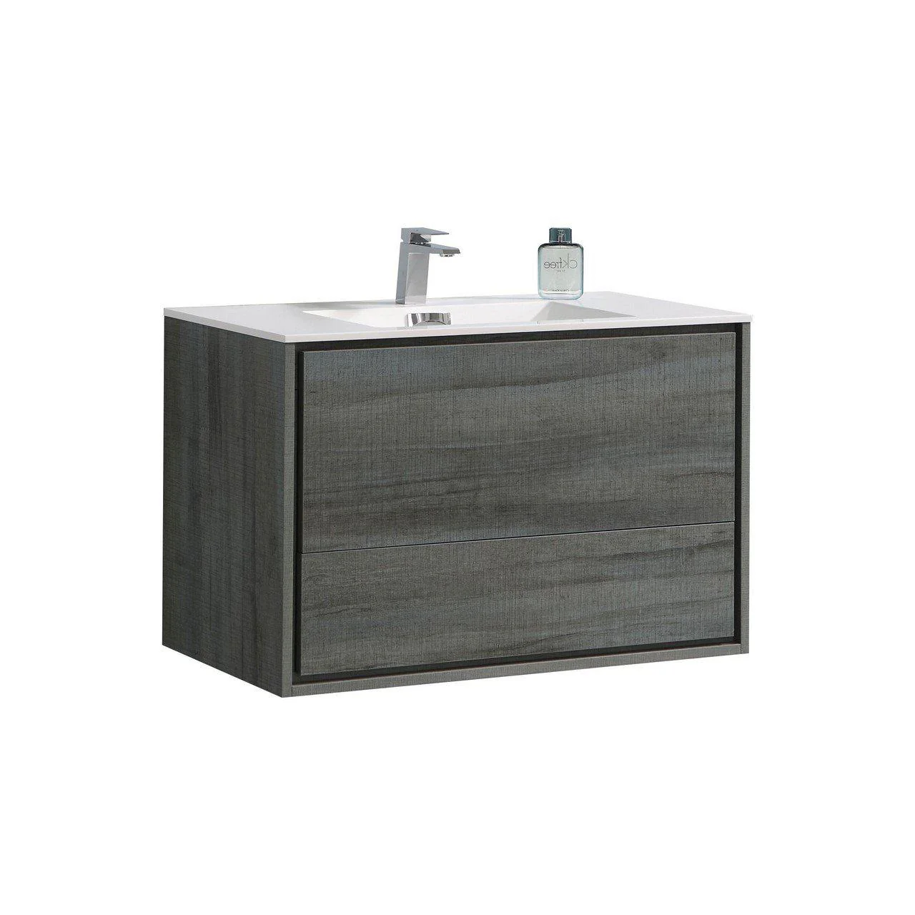 KubeBath De Lusso 36 in. Wall Mount Modern Bathroom Vanity - Ocean Gray, DL36-BE - Cheap Abt