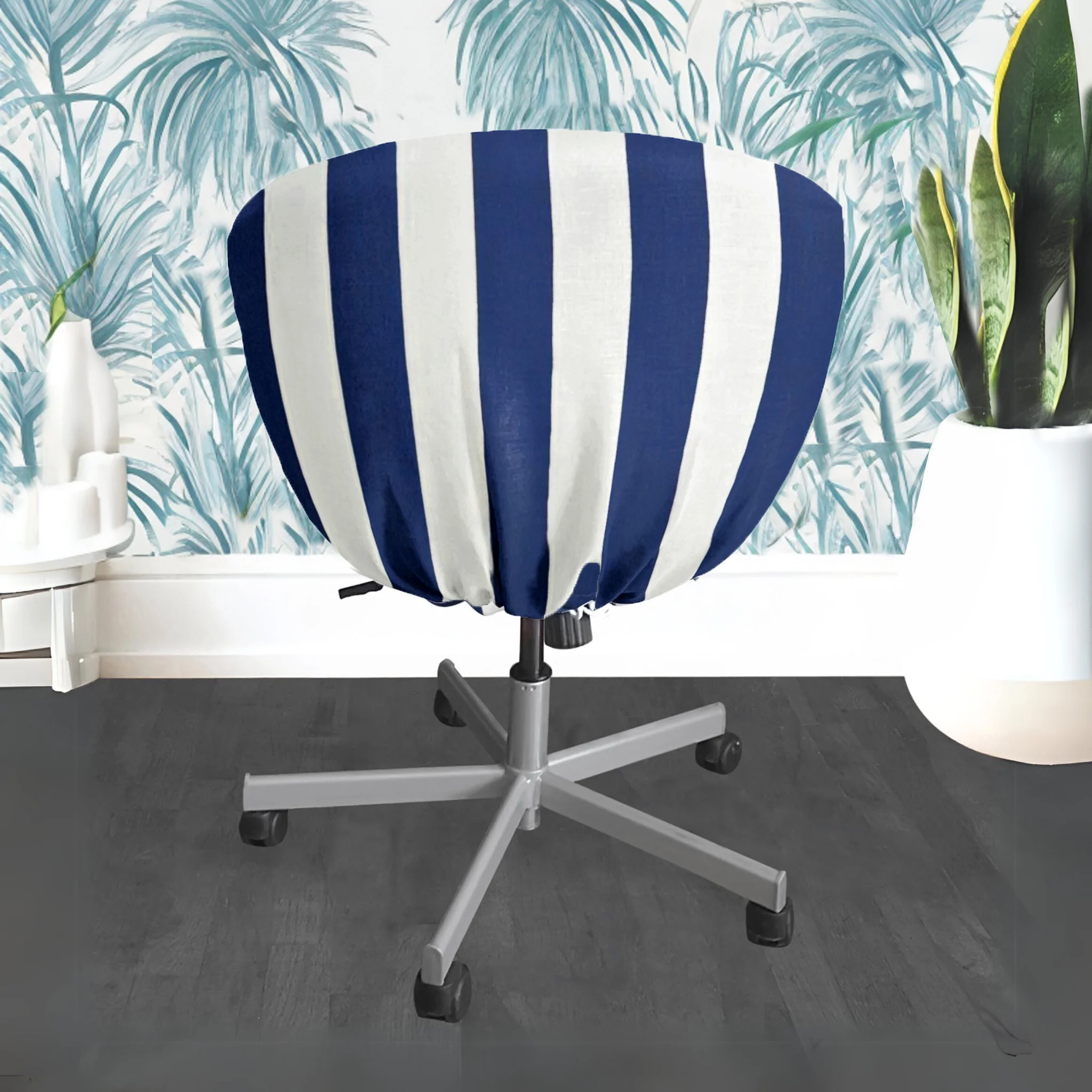 Navy Blue Stripe Chair Slip Cover. Compatible with IKEA SKRUVSTA - Cheap Abt