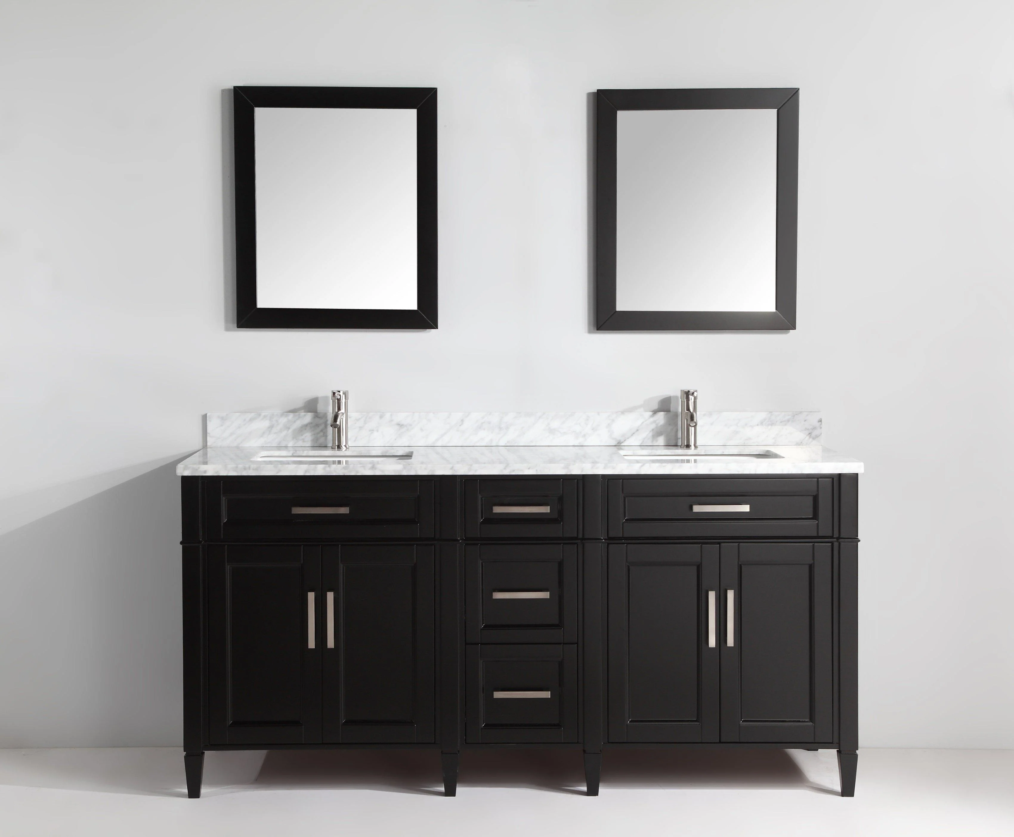 Vanity Art 72 in. Double Sink Vanity in Carrara Marble & Mirror - Espresso, VA2072D-E - Cheap Abt
