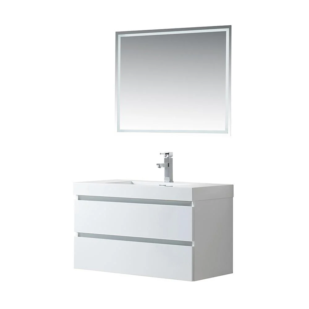 Vanity Art Wall-Hung Single-Sink Bathroom Vanity With Resin Top, 36 in. - Cheap Abt