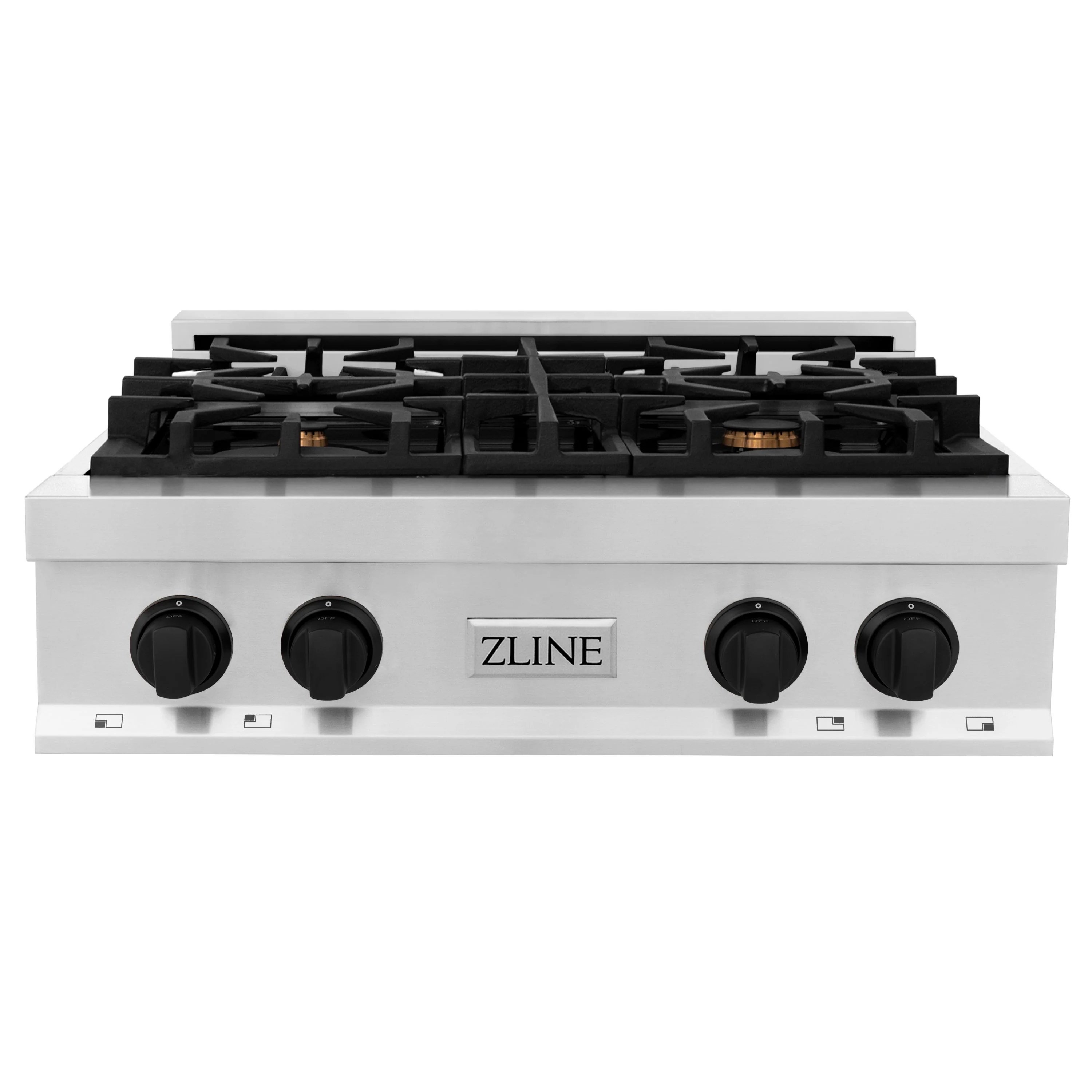 ZLINE Autograph Edition 30 in. Porcelain Rangetop with 4 Gas Burners in Stainless Steel and Matte Black Accents, RTZ-30-MB - Cheap Abt