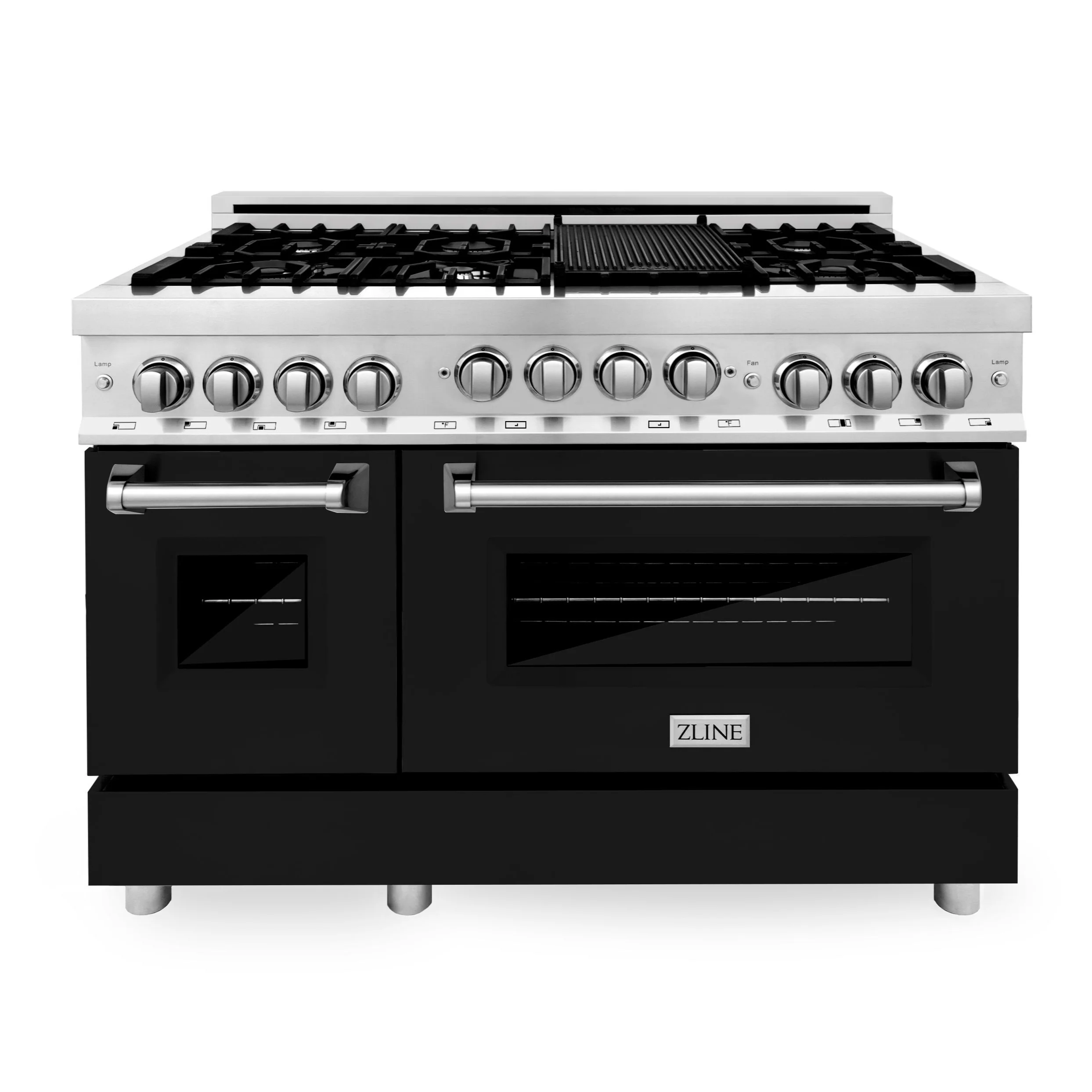 ZLINE 48 Inch 6.0 cu. ft. Range with Gas Stove and Gas Oven in Stainless Steel and Black Matte Door, RG-BLM-48 - Cheap Abt