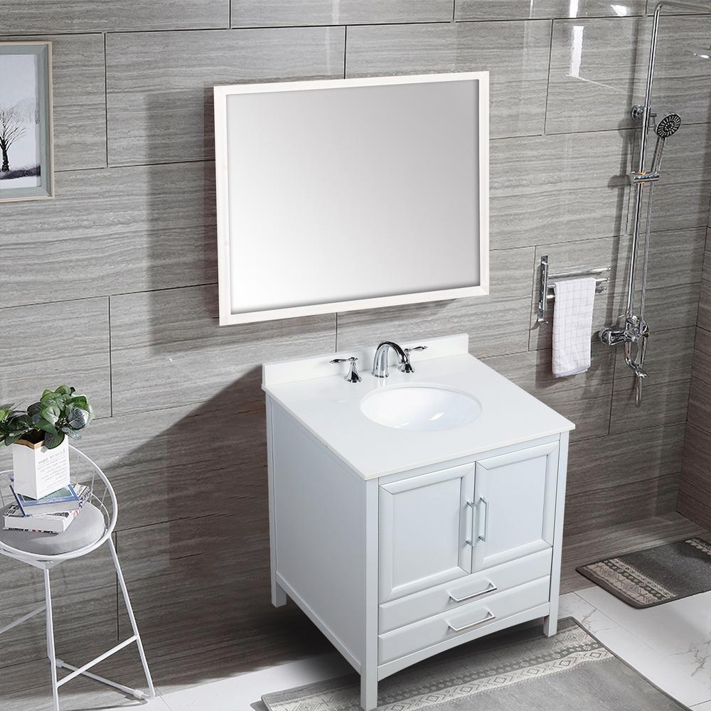 Vanity Art Rochefort 30 in. Bath Vanity in White with Vanity Top in White Cultured Marble with White Basin, VA3230W - Cheap Abt