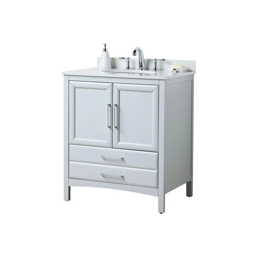 Vanity Art Rochefort 30 in. Bath Vanity in Grey with Vanity Top in White Cultured Marble with White Basin, VA3230G - Cheap Abt