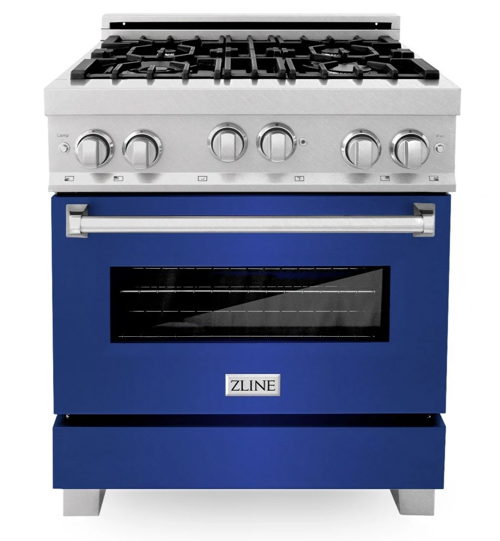 ZLINE 30 in. Professional Gas on Gas Range in DuraSnow® Stainless Steel with Blue Matte Door, RGS-BM-30 - Cheap Abt
