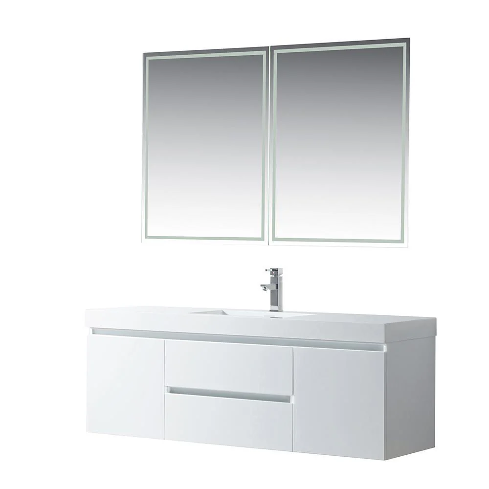Vanity Art Wall-Hung Single-Sink Bathroom Vanity With Resin Top, 60 in. - Cheap Abt