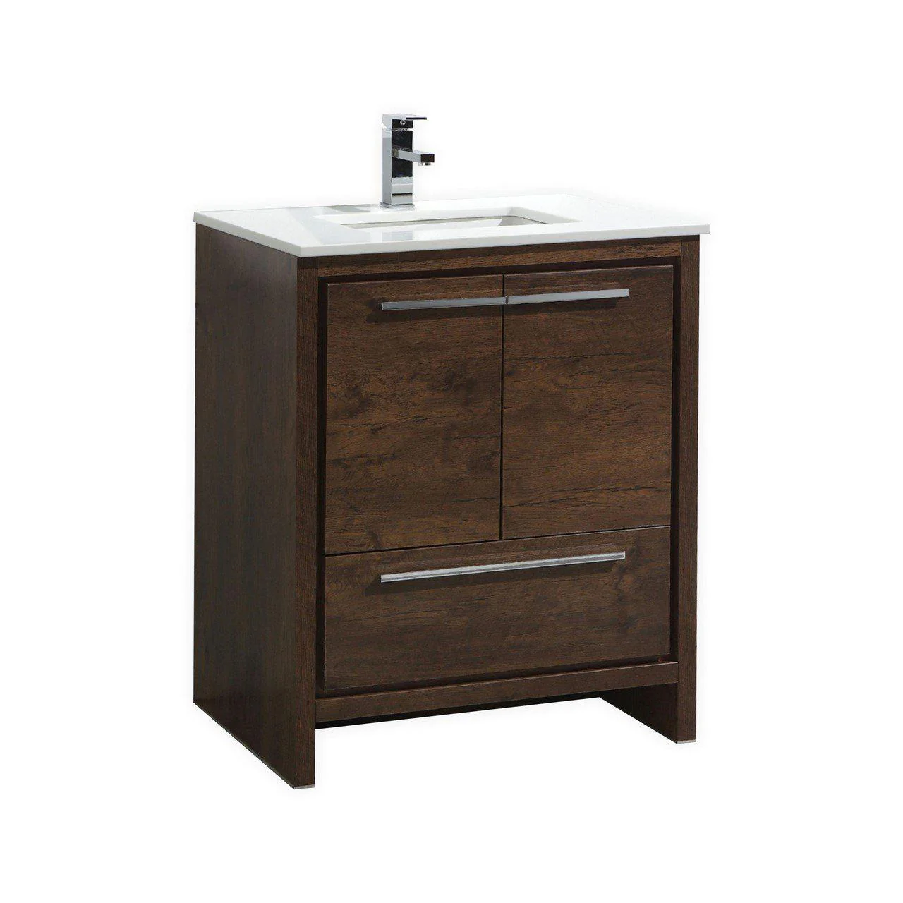 KubeBath Dolce 30″ Rose Wood Modern Bathroom Vanity with White Quartz Counter-Top, AD630RW - Cheap Abt