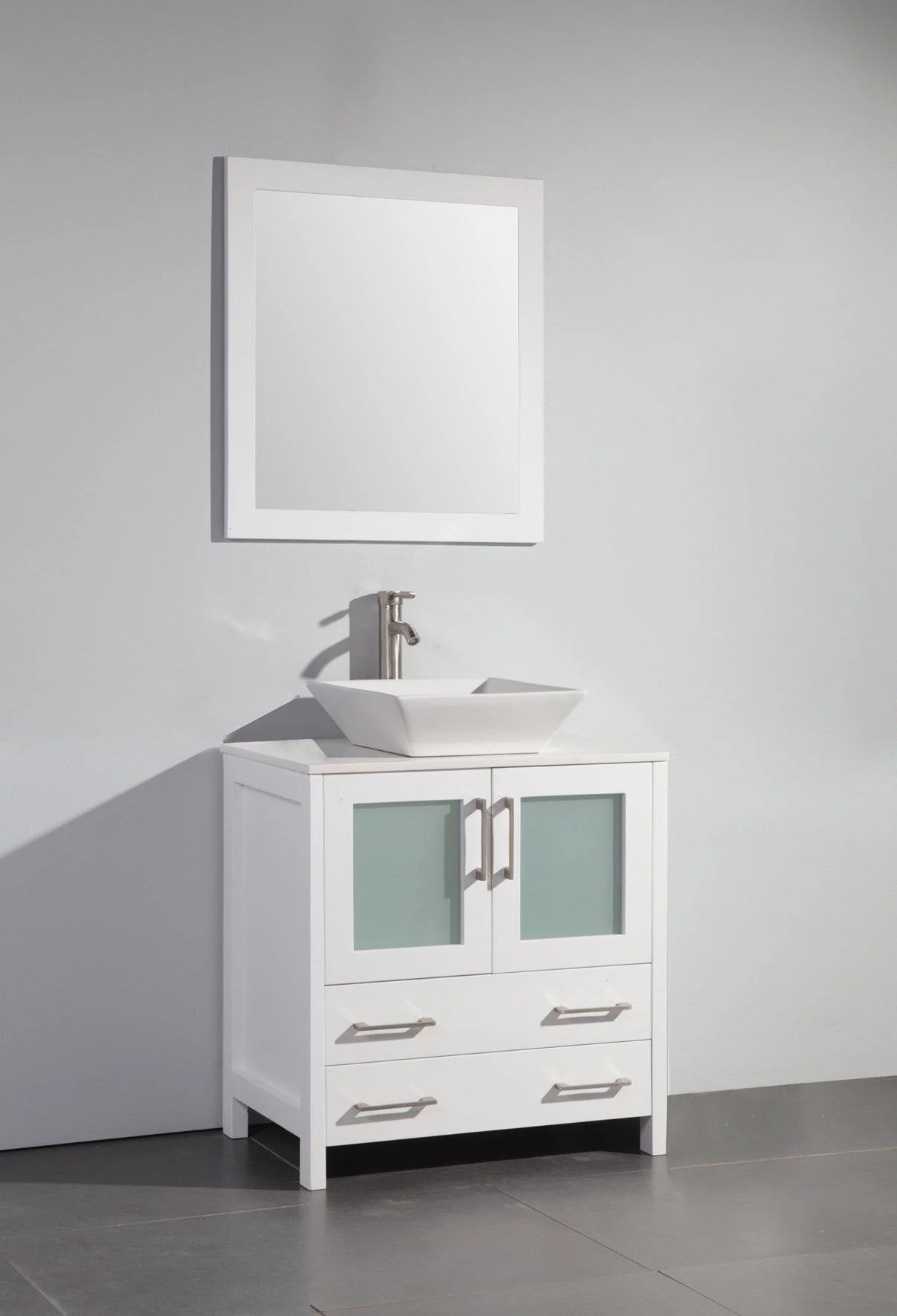 Vanity Art 30 in. Single Sink Vanity Cabinet with Ceramic Vessel Sink & Mirror - White, VA3130W - Cheap Abt