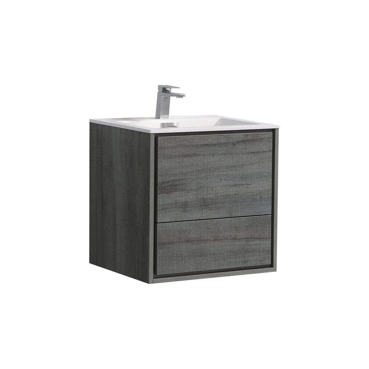 KubeBath De Lusso 24 in. Wall Mount Modern Bathroom Vanity - Ocean Gray, DL24-BE - Cheap Abt