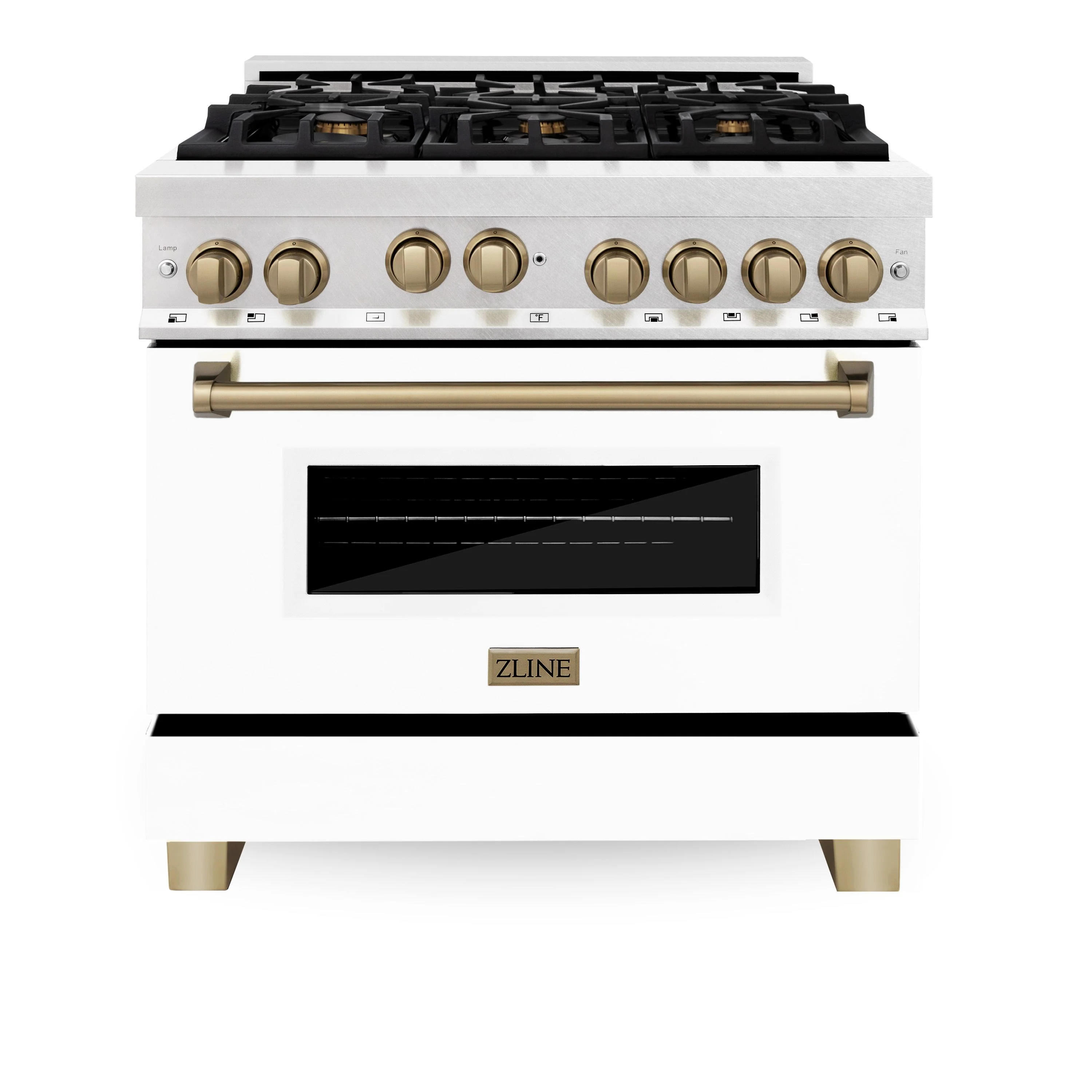 ZLINE Autograph Edition 36 in. Gas Range in DuraSnow® with White Matte Door and Champagne Bronze Accents, RGSZ-WM-36-CB - Cheap Abt
