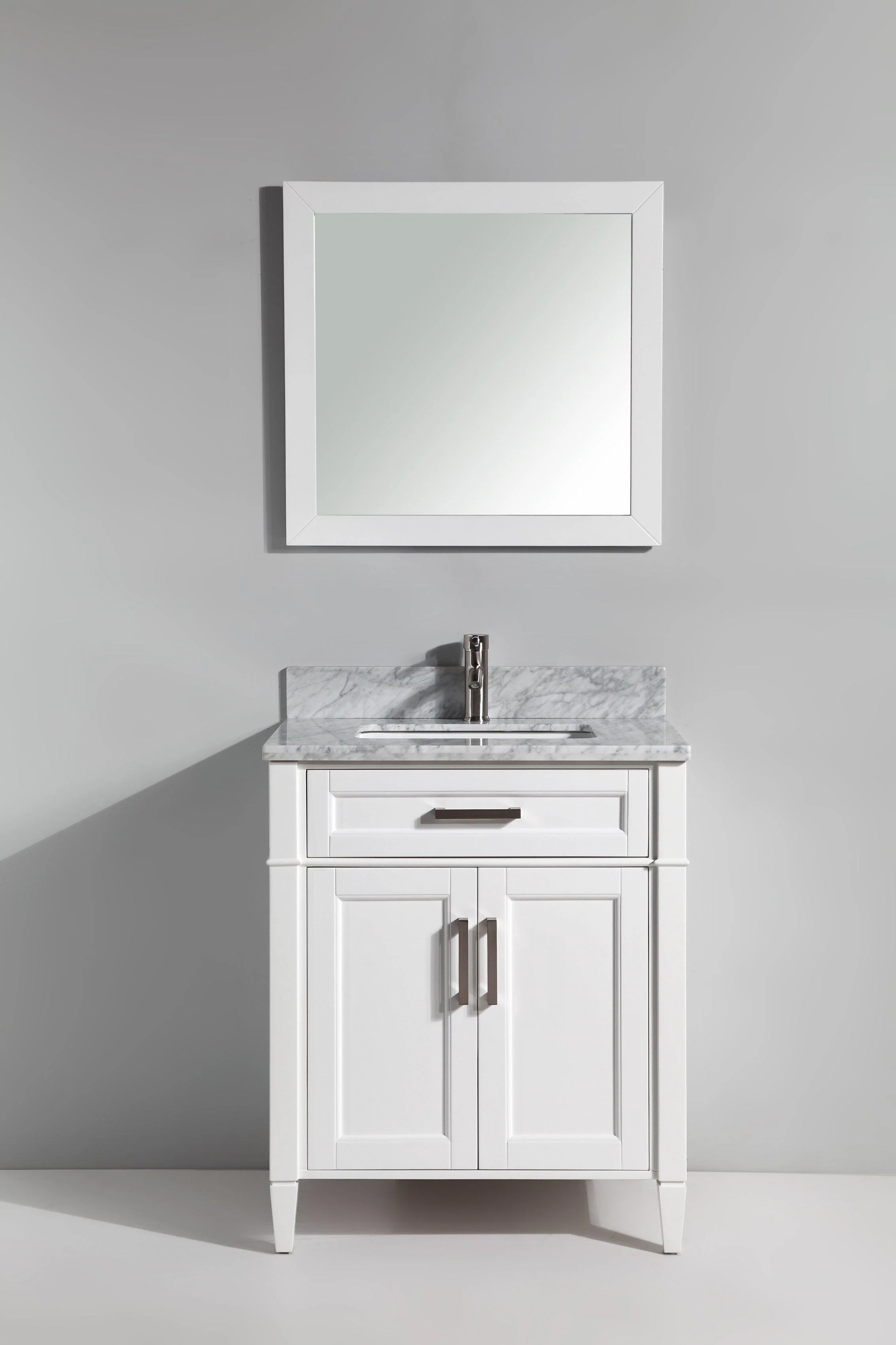 Vanity Art 30 in. Single Sink Vanity in Carrara Marble & Mirror - White, VA2030-W - Cheap Abt