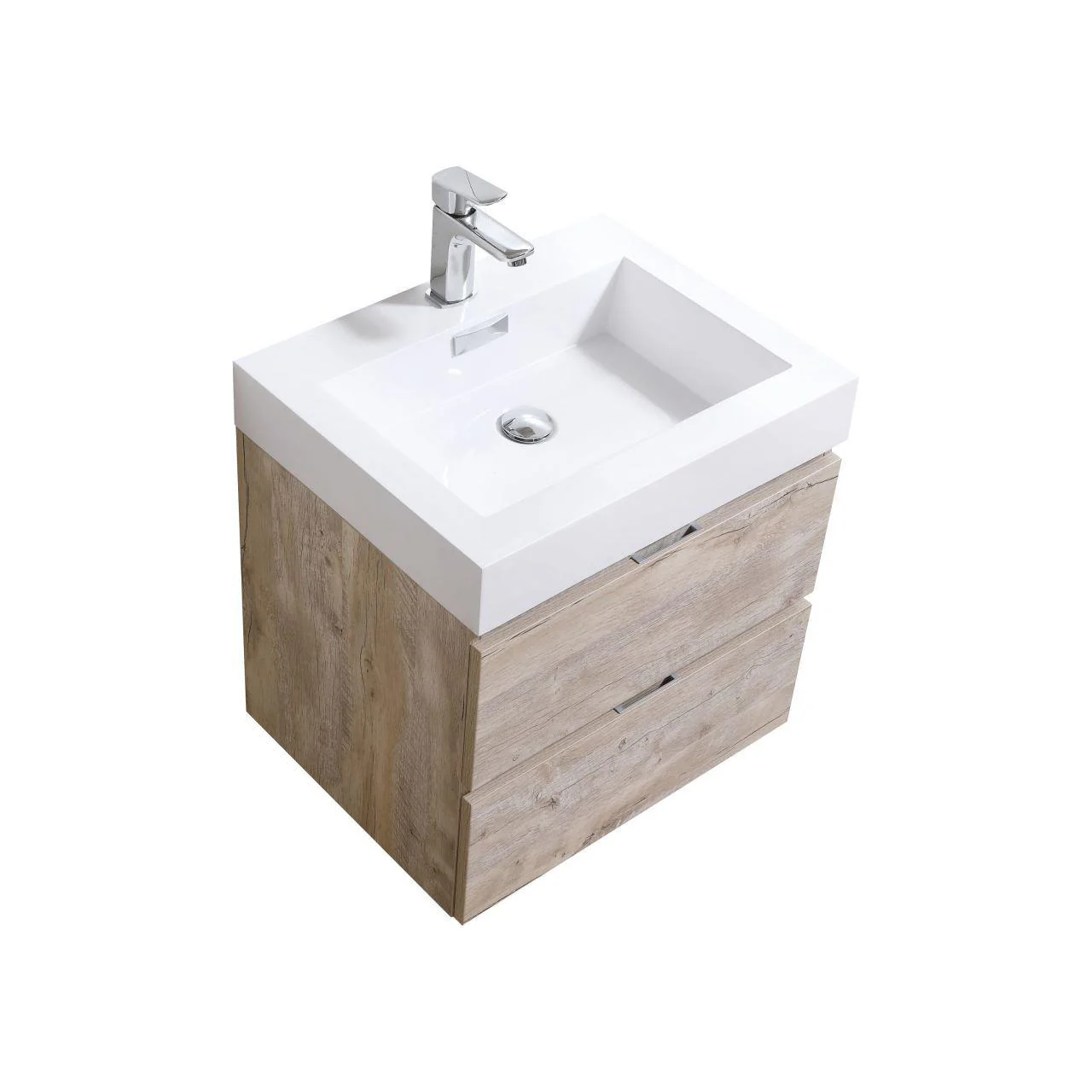 Bliss 24 in. Wall Mount Modern Bathroom Vanity - Nature Wood - Cheap Abt