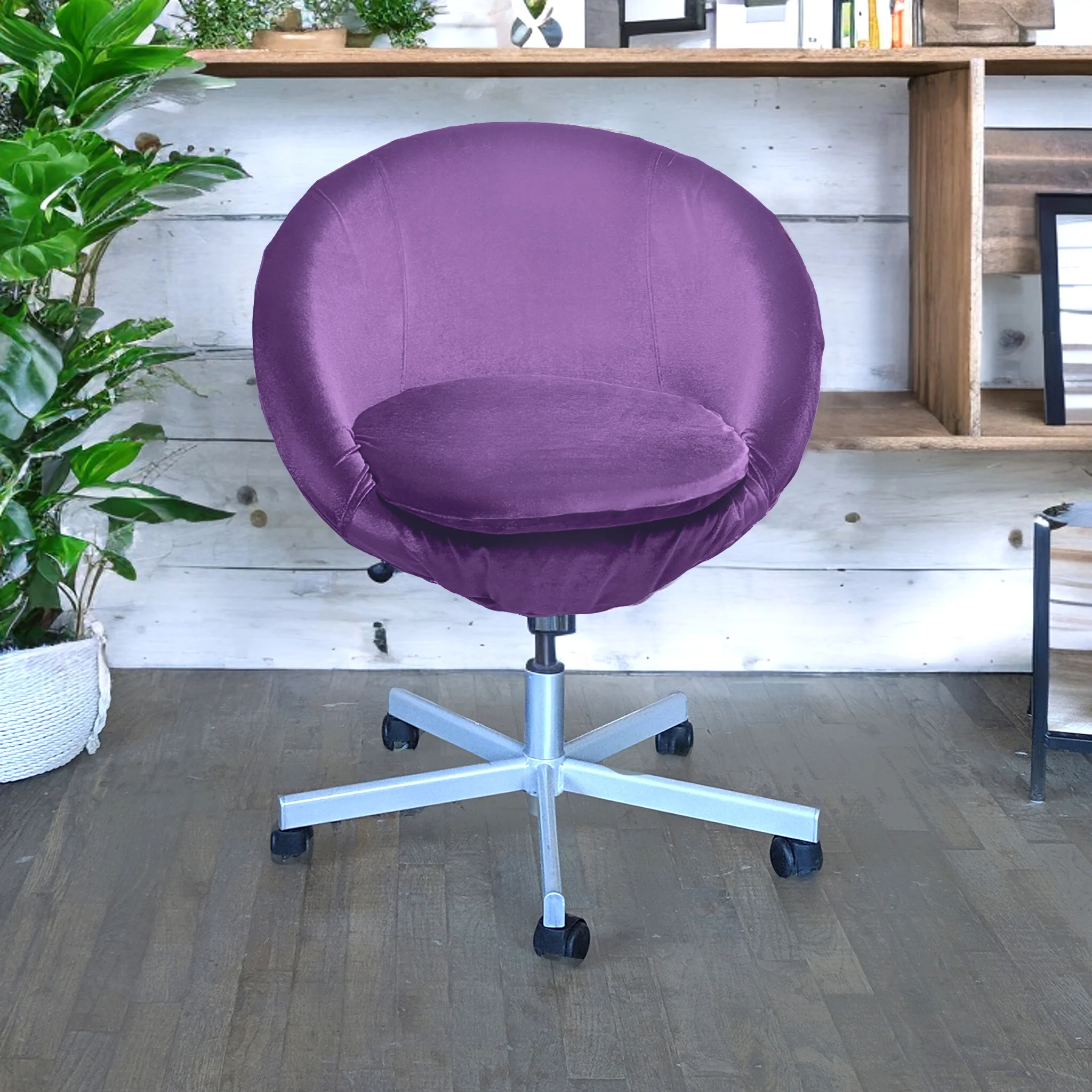 Compatible with IKEA SKRUVSTA. Purple Velvet Chair Slip Cover - Cheap Abt