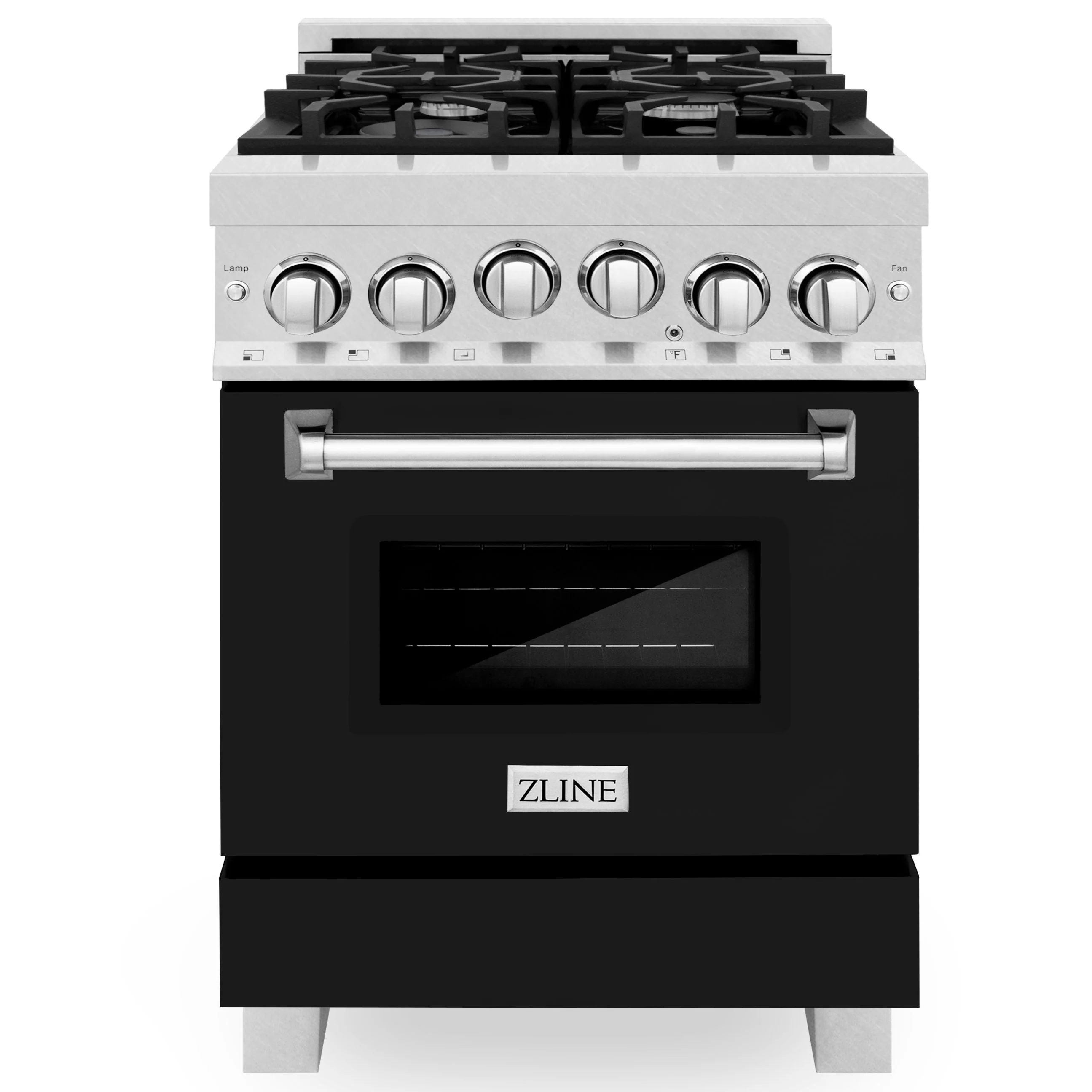 ZLINE 24 Inch Gas Range in DuraSnow® Stainless Steel and Black Matte Door, RGS-BLM-24 - Cheap Abt