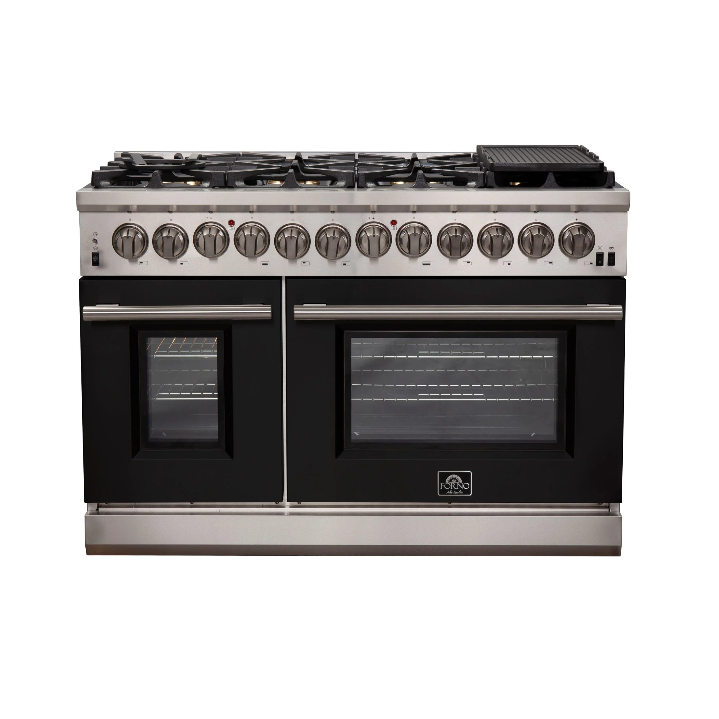 Forno 48 Inch Professional Freestanding Dual Fuel Range in Black, FFSGS6187-48BLK - Cheap Abt