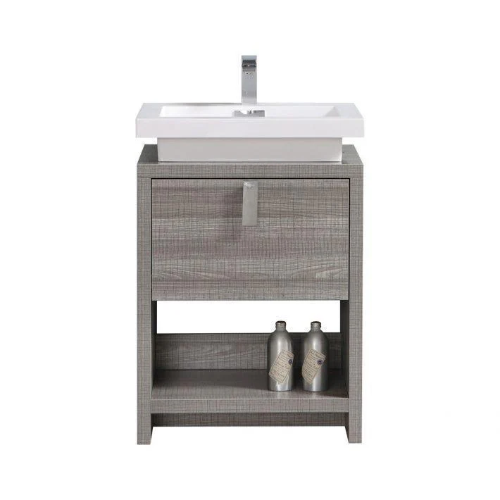 KubeBath Levi 24 in. Modern Bathroom Vanity w/ Cubby Hole - Ash Gray, L600HGASH - Cheap Abt