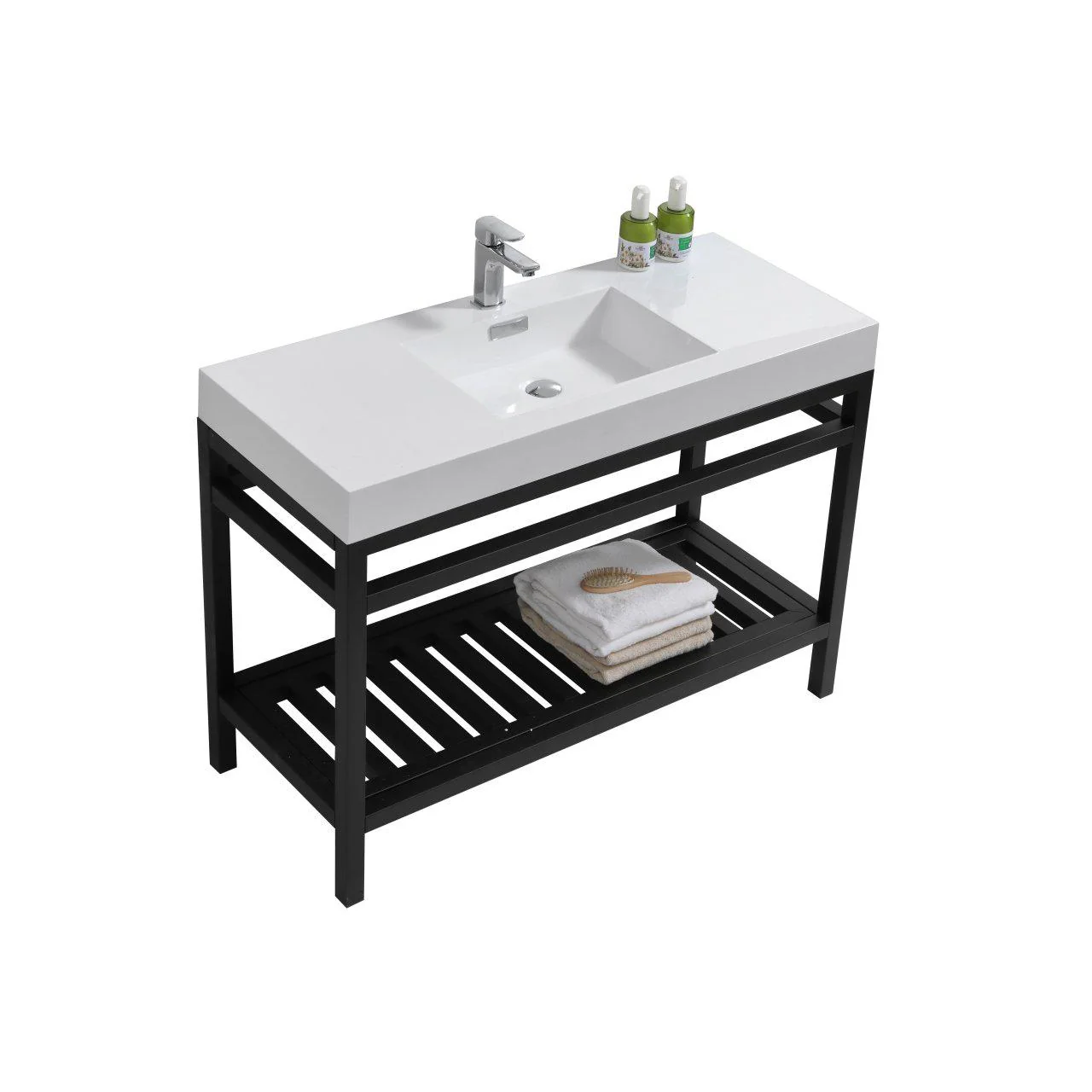 KubeBath Cisco 48 in. Stainless Steel Console with Acrylic Sink - Matte Black, AC48-BK - Cheap Abt