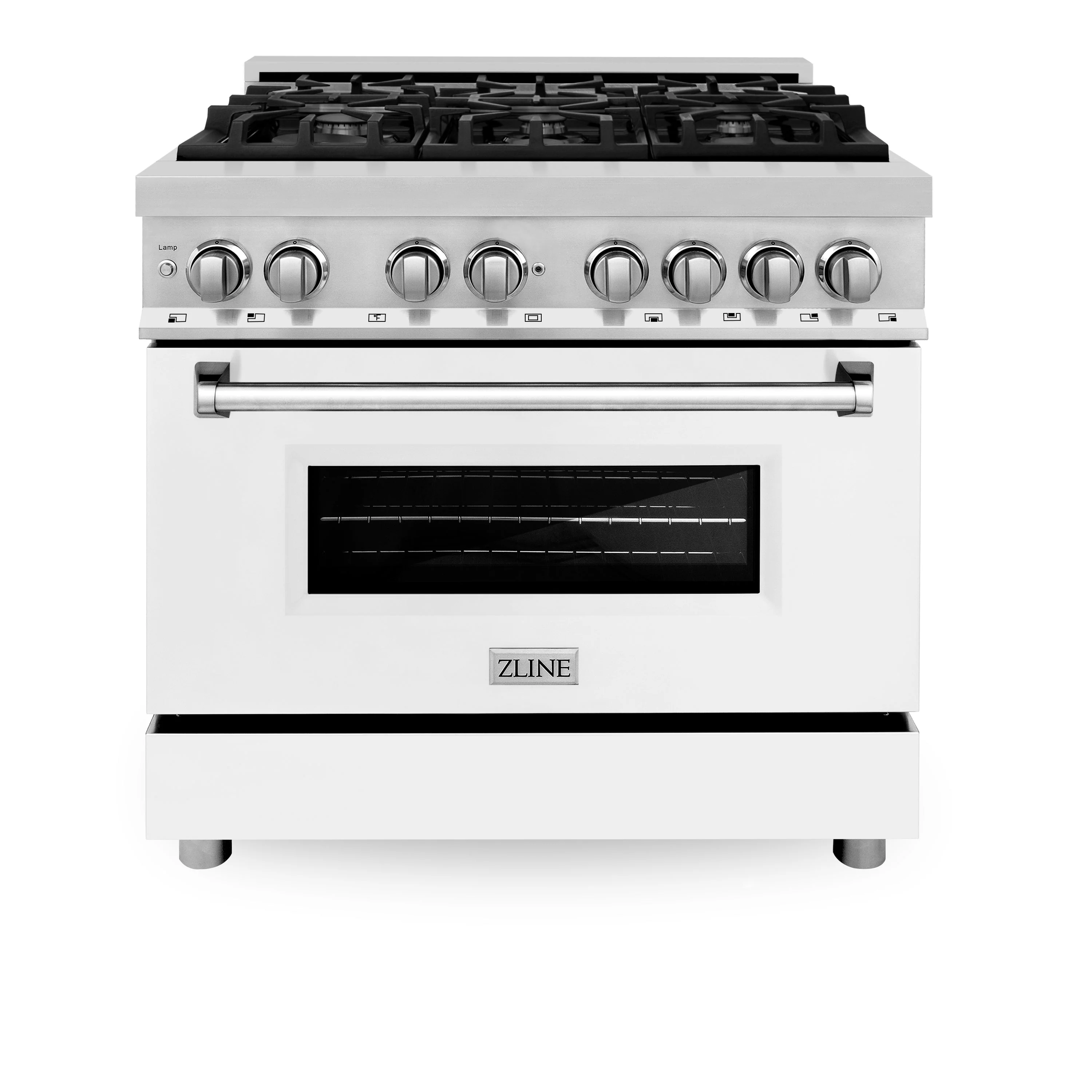 ZLINE 36 in. Professional Gas Burner/Electric Oven Stainless Steel Range with White Matte Door, RA-WM-36 - Cheap Abt