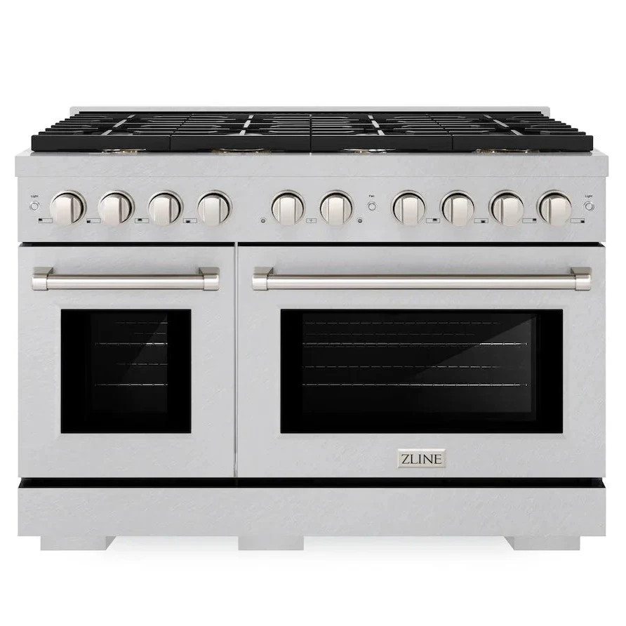 ZLINE 48” 6.7 cu. ft. Professional Gas Range with Convection Oven and 8 Brass Burners in DuraSnow® Stainless Steel - Cheap Abt