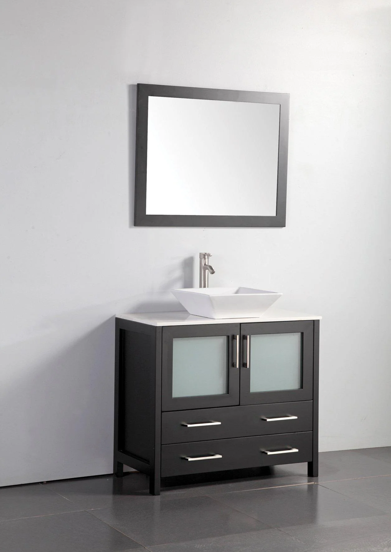 Vanity Art 36 in. Single Sink Vanity Cabinet (Wide) with Ceramic Vessel Sink & Mirror - Espresso, VA3136E - Cheap Abt