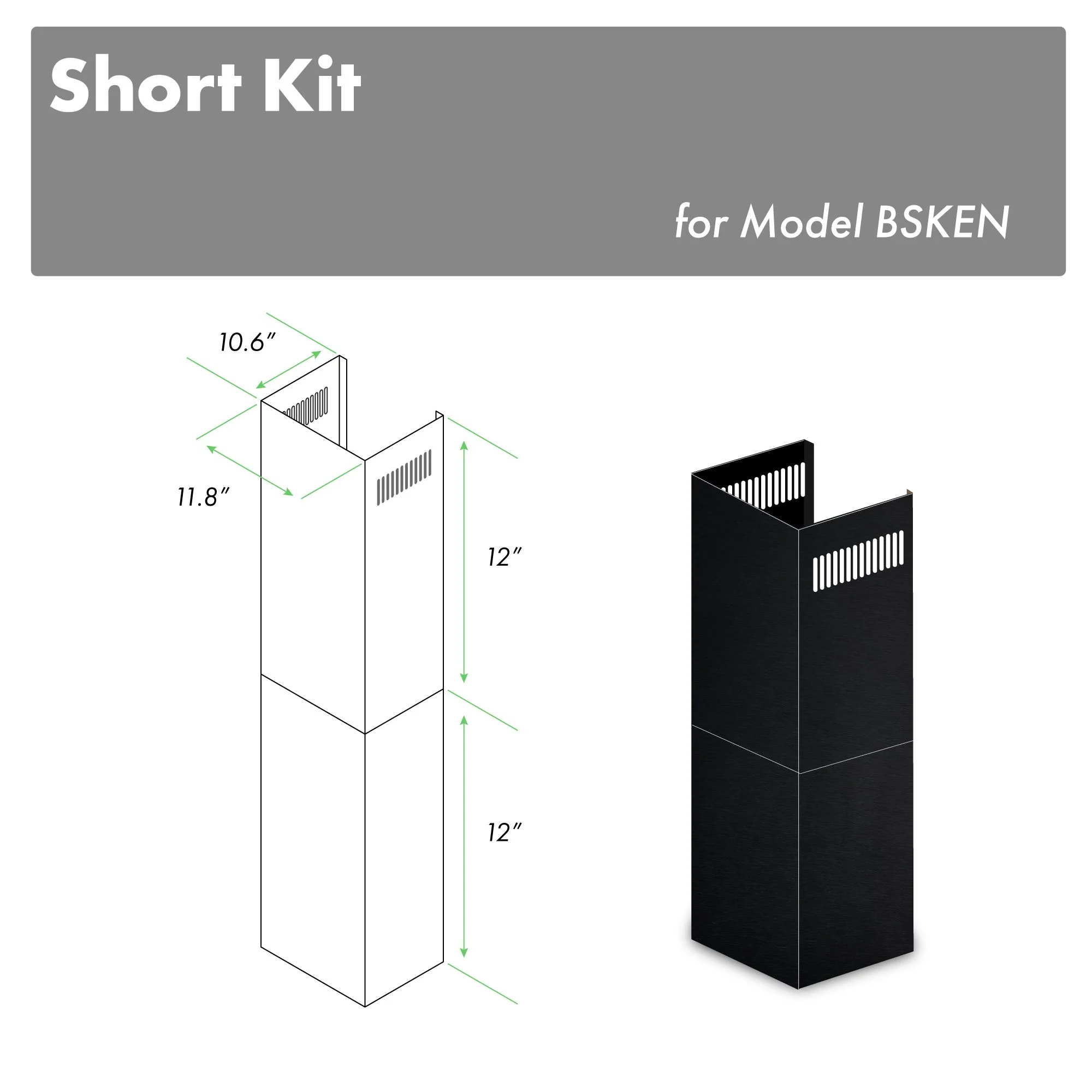 ZLINE 2-12 In. Short Chimney Pieces For 7 Ft. To 8 Ft. Ceilings (SK-BSKEN) - Cheap Abt