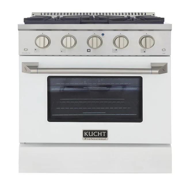 Kucht Professional 30 in. 4.2 cu ft. Propane Gas Range with White Door and Silver Knobs, KNG301/LP-W - Cheap Abt