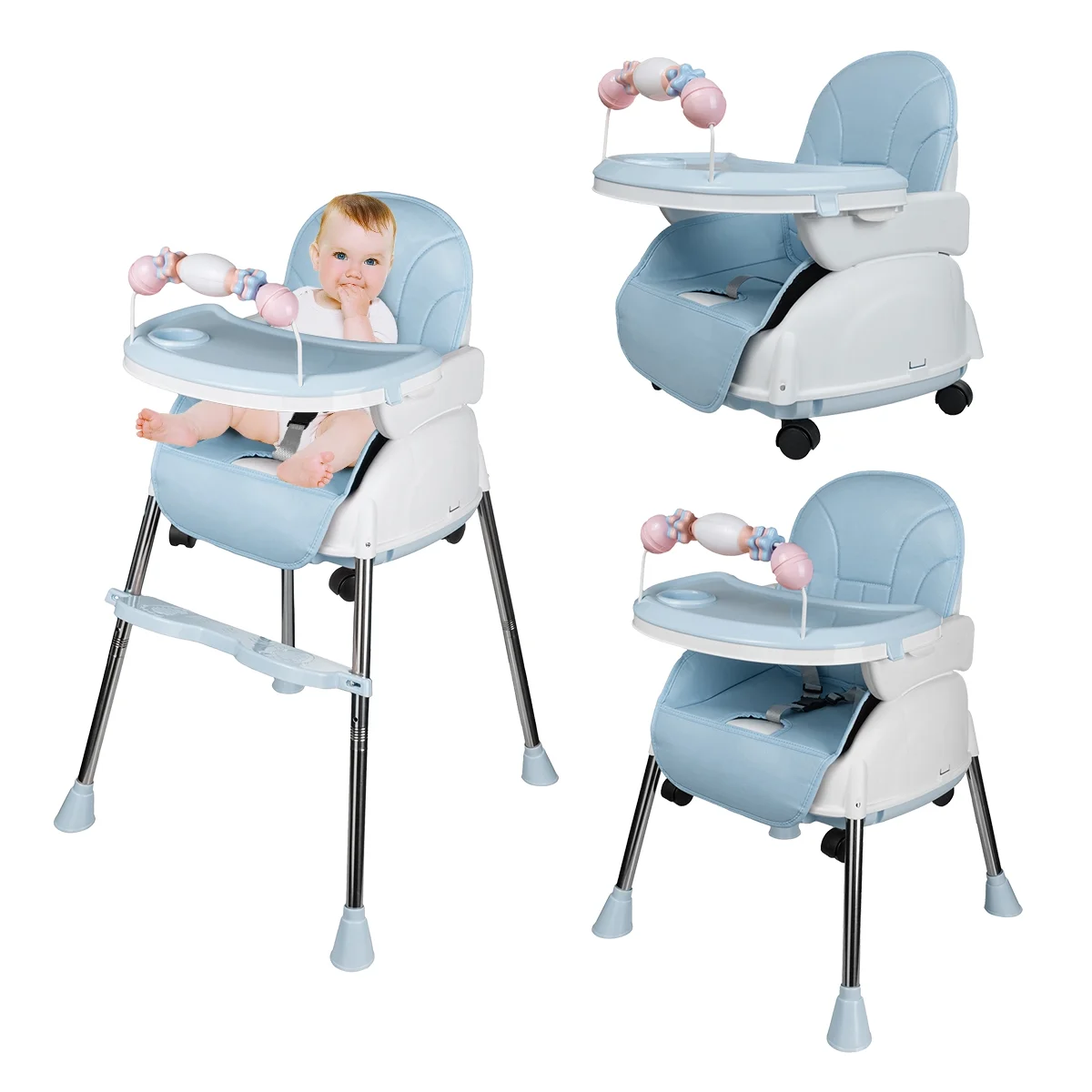 Baby High Chair.Convertible High Chairs for Babies and Toddlers.(Blue) - Cheap Abt