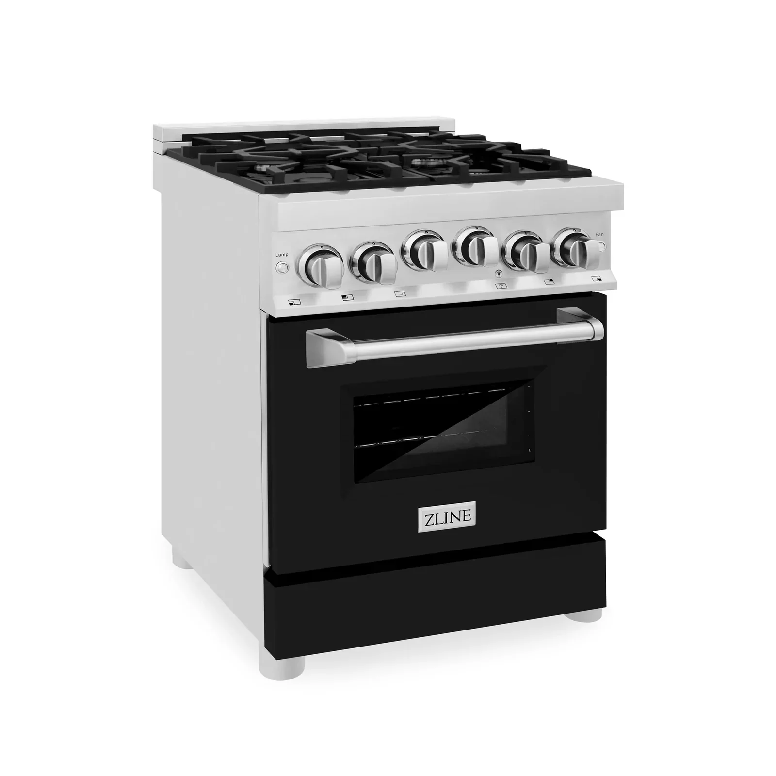 ZLINE 24 In. Professional Gas Range In Stainless Steel With Black Matte Door, RG-BLM-24 - Cheap Abt