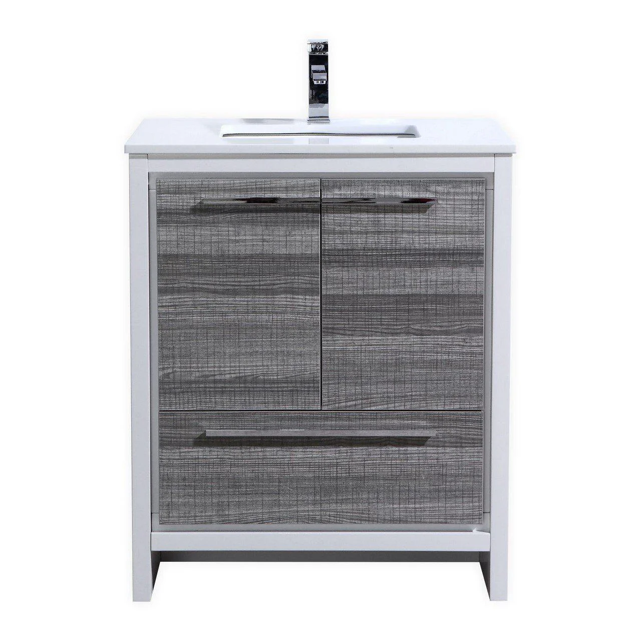 KubeBath Dolce 30 in. Modern Bathroom Vanity with White Quartz Counter Top - Ash Gray, AD630HG - Cheap Abt