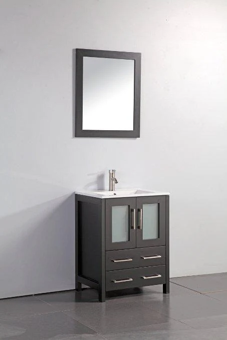 Vanity Art 24 in. Single Sink Vanity Cabinet with Ceramic Sink & Mirror - Espresso, VA3024E - Cheap Abt