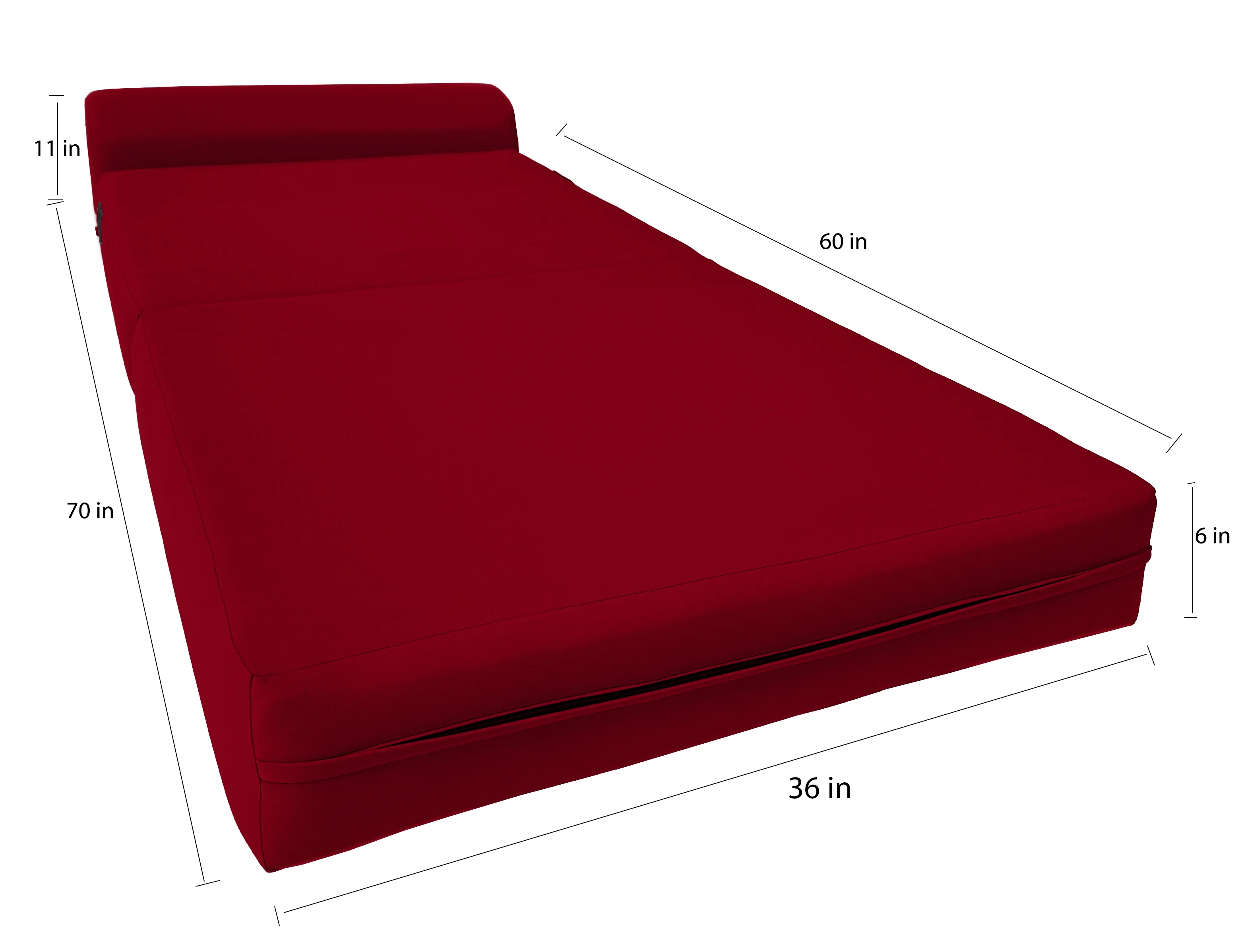 Red Sleeper Chair Folding Foam Beds. Portable Studio Sofa Guest Bed. 6 x 36 x 70 - Cheap Abt