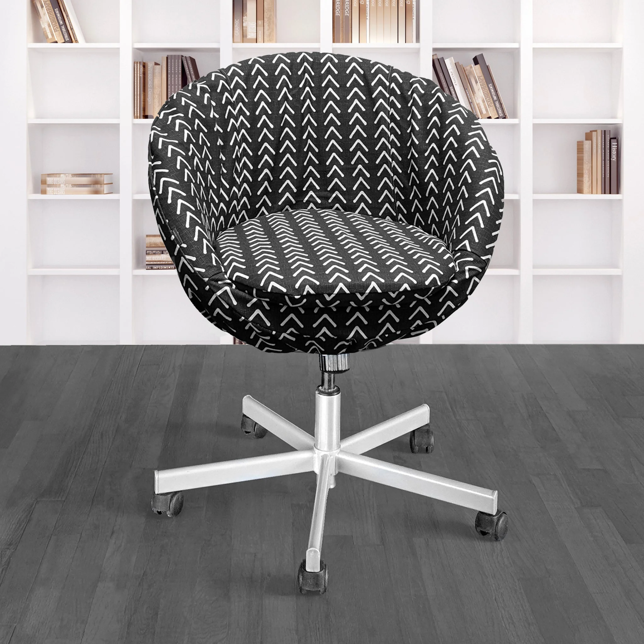 Compatible with IKEA SKRUVSTA. Boho Mudcloth Black Arrow Chair Slip Cover - Cheap Abt